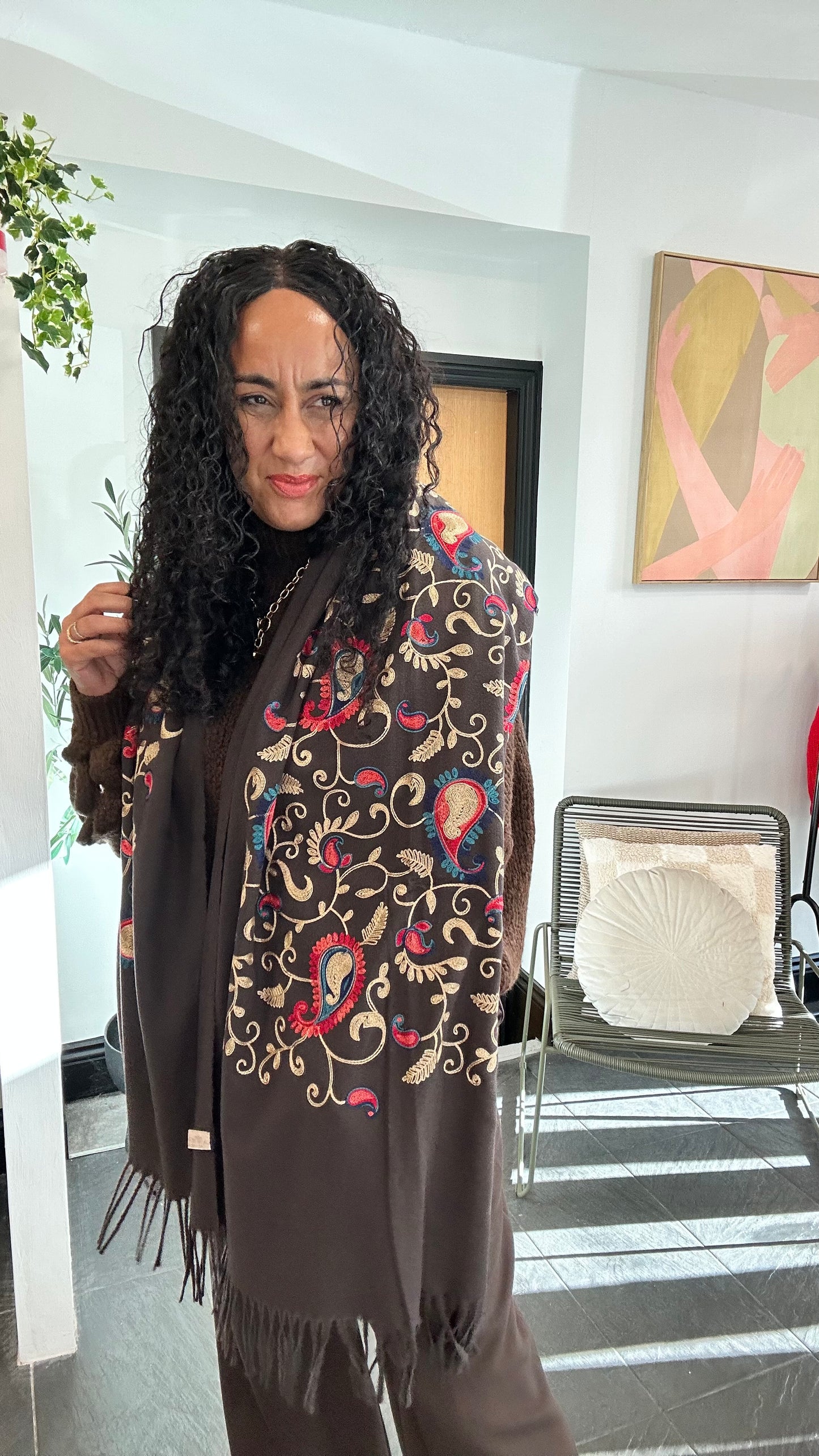 PAISLEY EMBROIDERED BLANKET SCARF SHAWL *New