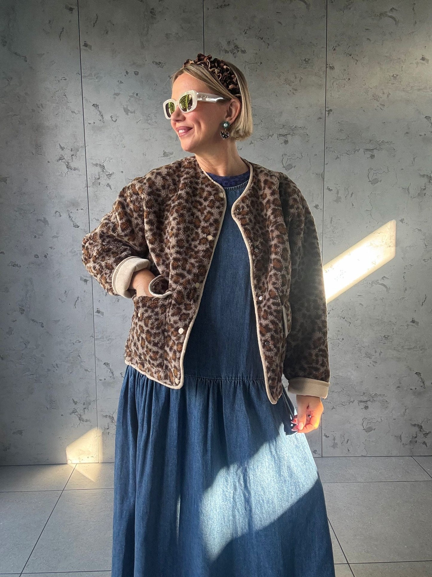 REVERSIBLE SHEARLING & LEOPARD SHACKET JACKET *New