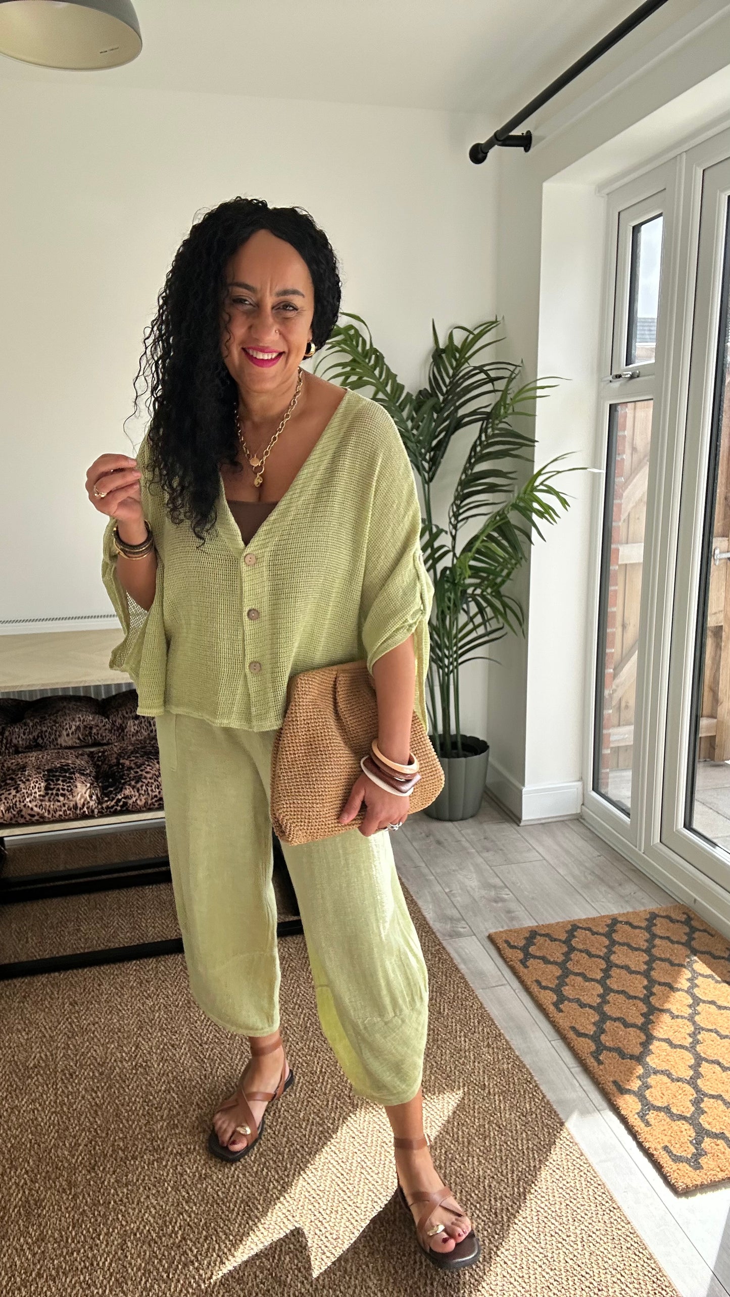 DERBY BARREL LEG TROUSERS APPLE GREEN *New