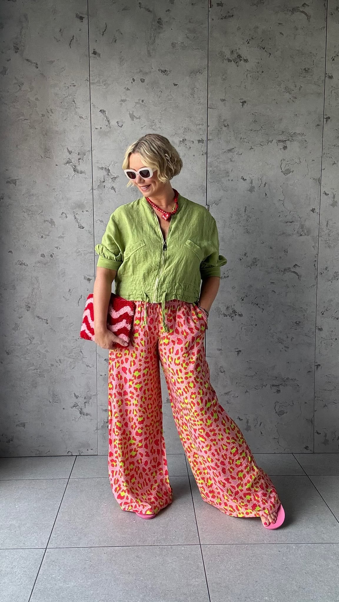 SALE SUNSET LEOPARD PRINT TROUSERS SUNSET LEOPARD