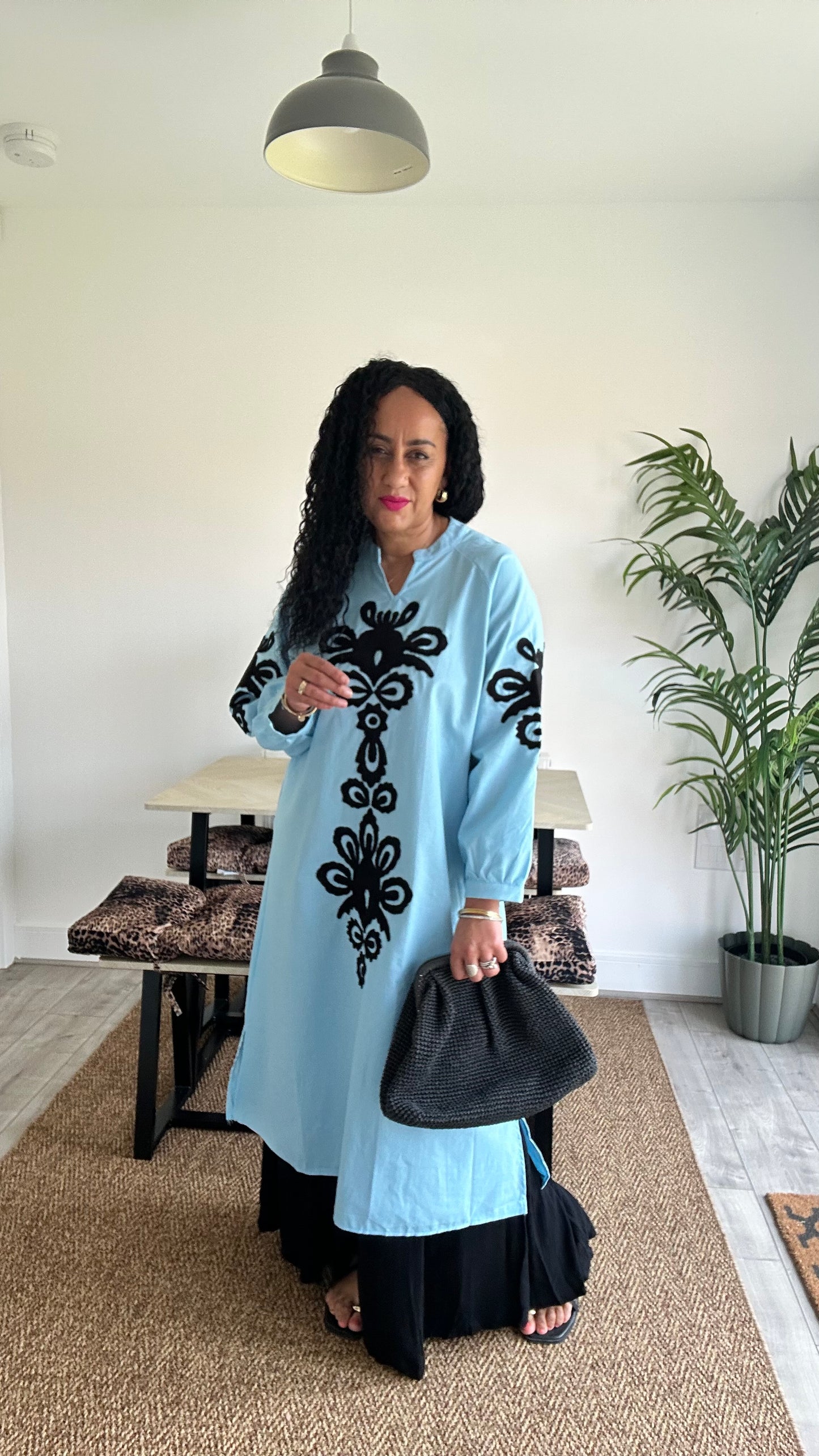 VELVET DETAIL TUNIC BLUE *New