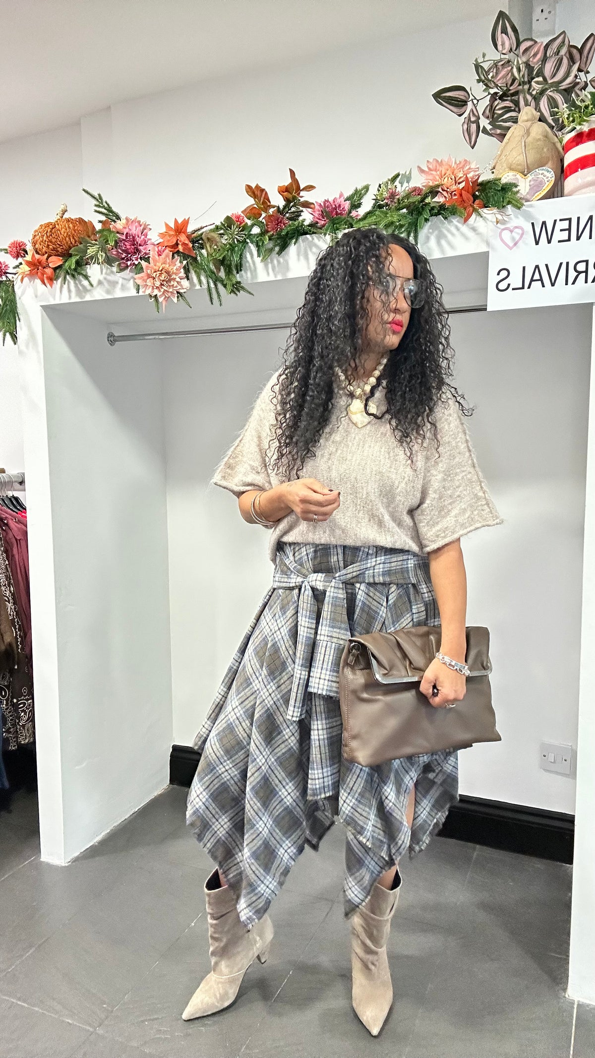 CLOUDIE TARTAN TIE-WAIST SKIRT *New