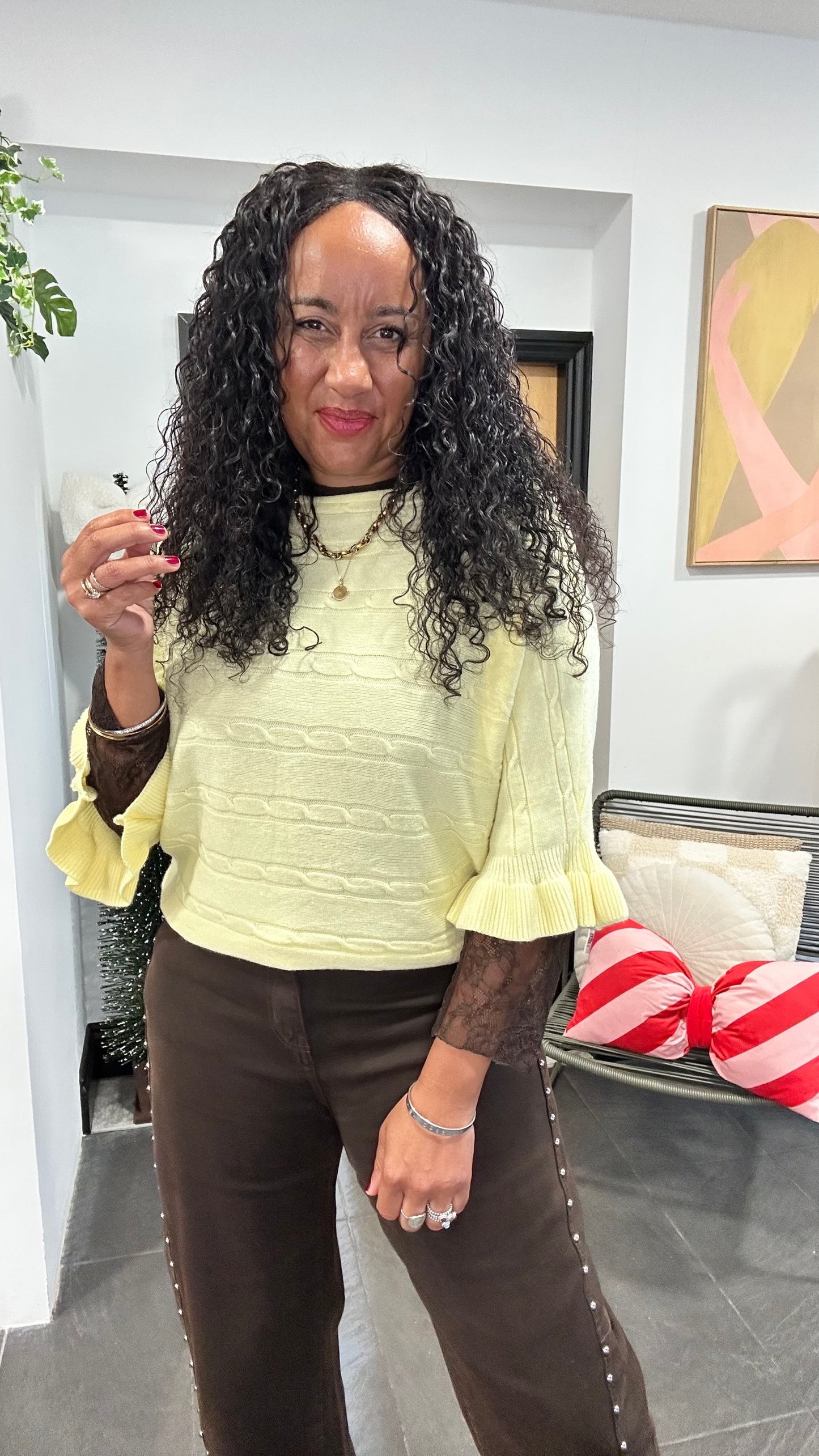 GABEL MABLE FRILL TOP LEMON *New