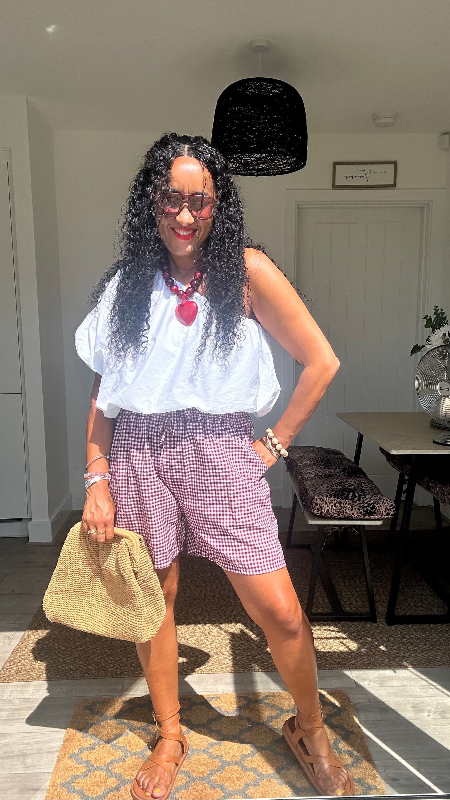 AVA GINGHAM SHORTS BLACKCURRANT *New