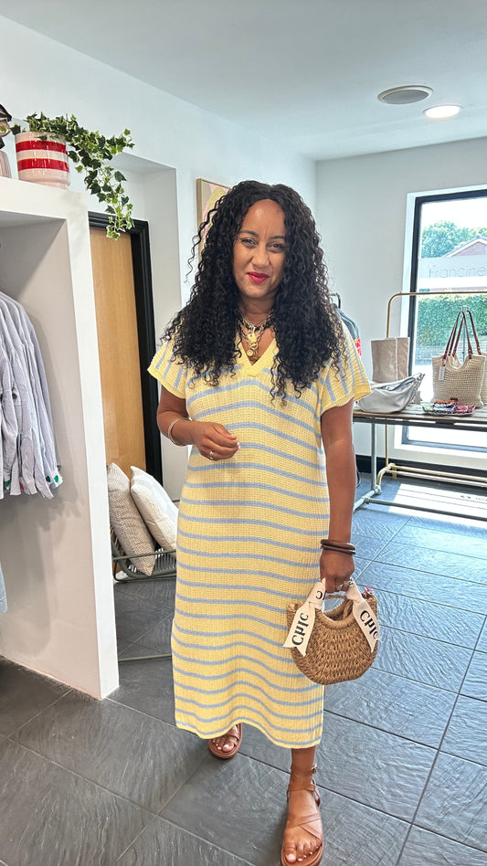 BECKS STRIPED KNITTED DRESS LEMON  *New