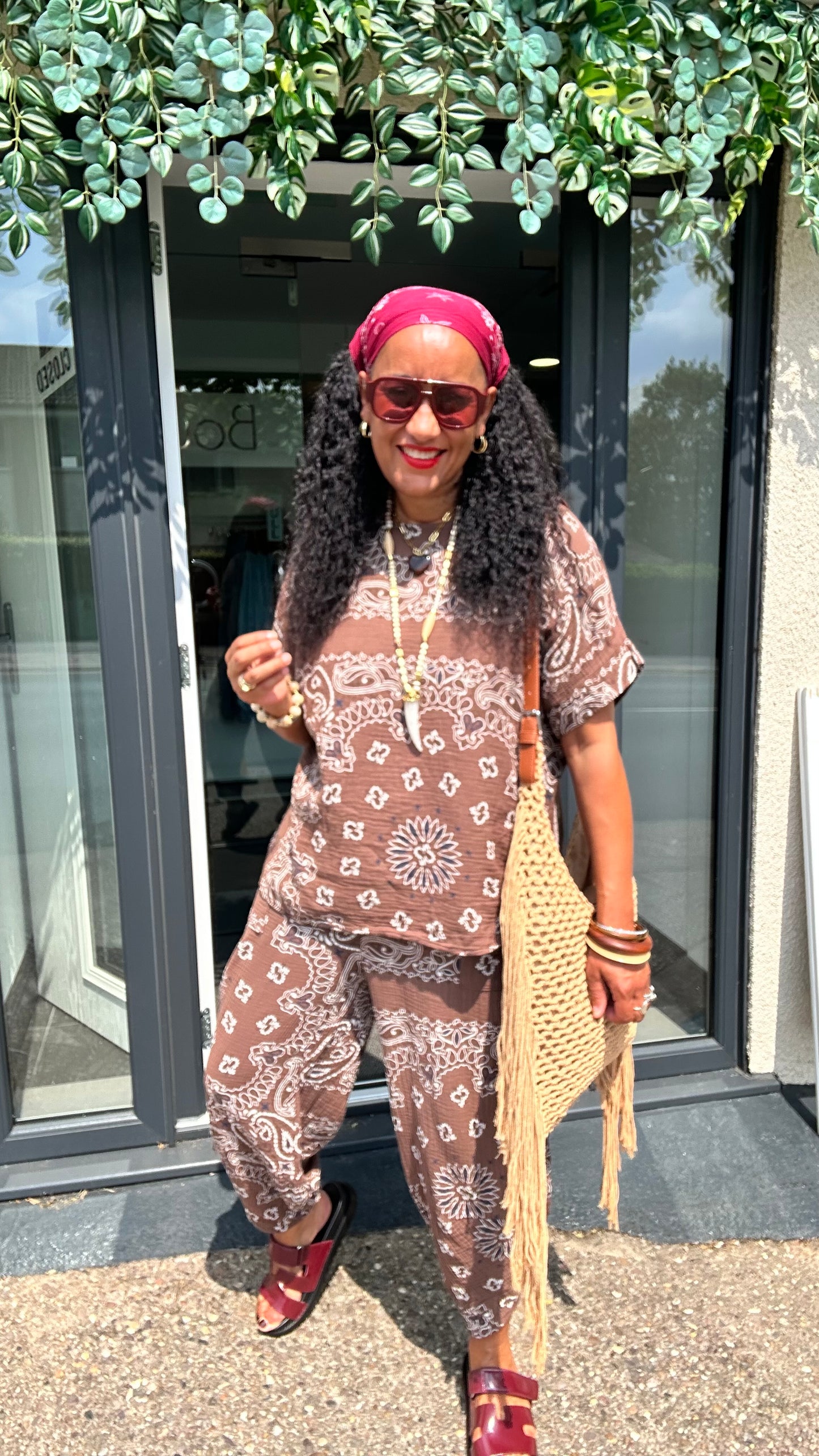 PAISLEY BANDANA COORD SET MOCHA BROWN *New