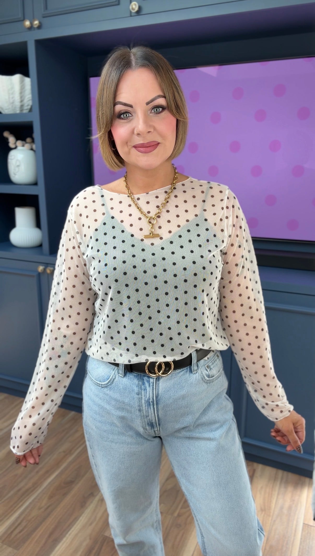 CANDICE POLKA DOT LAYERING TOP CREAM *New
