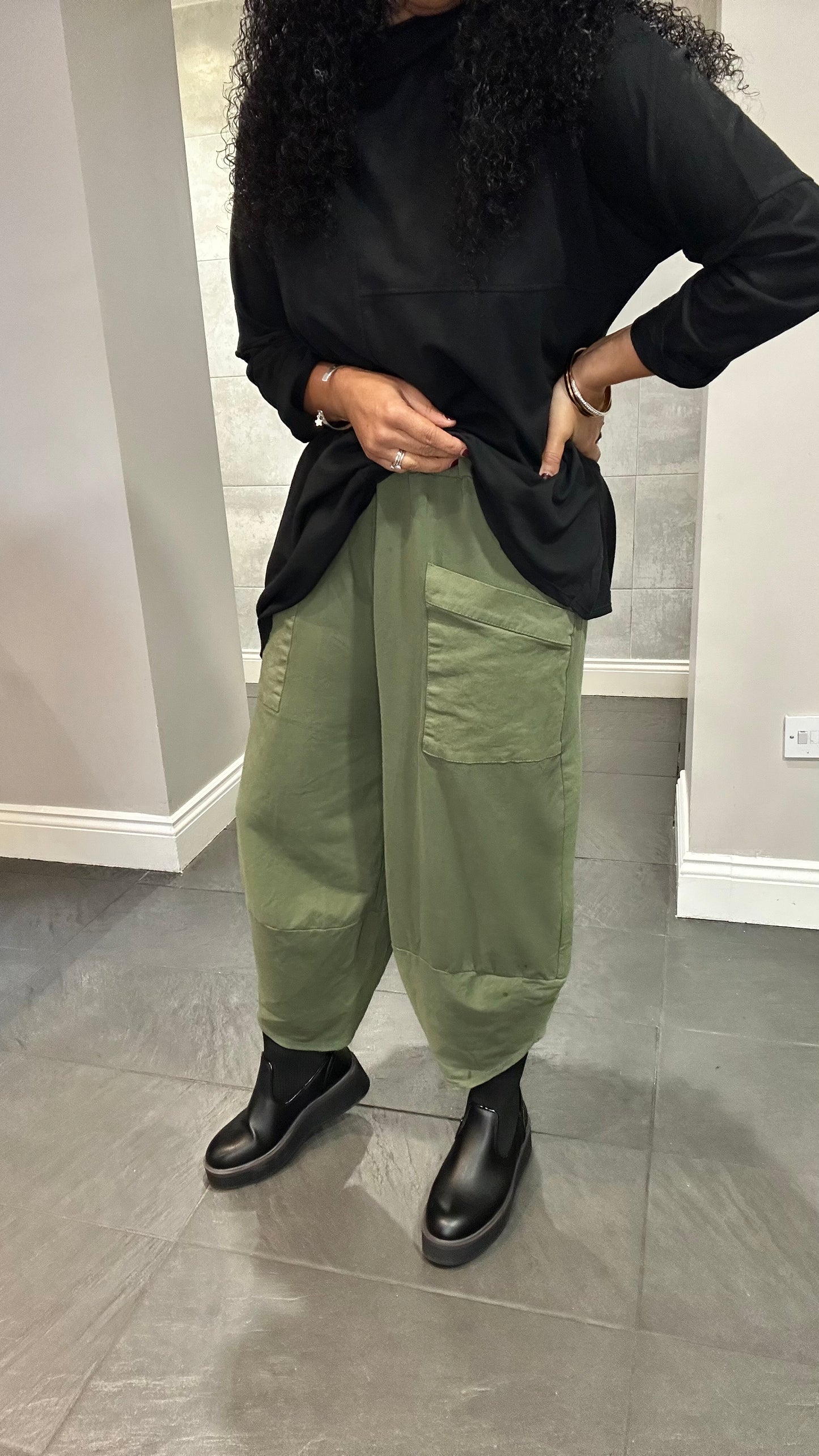 DEBORAH POCKET BALLOON TROUSERS KHAKI *New & Trending