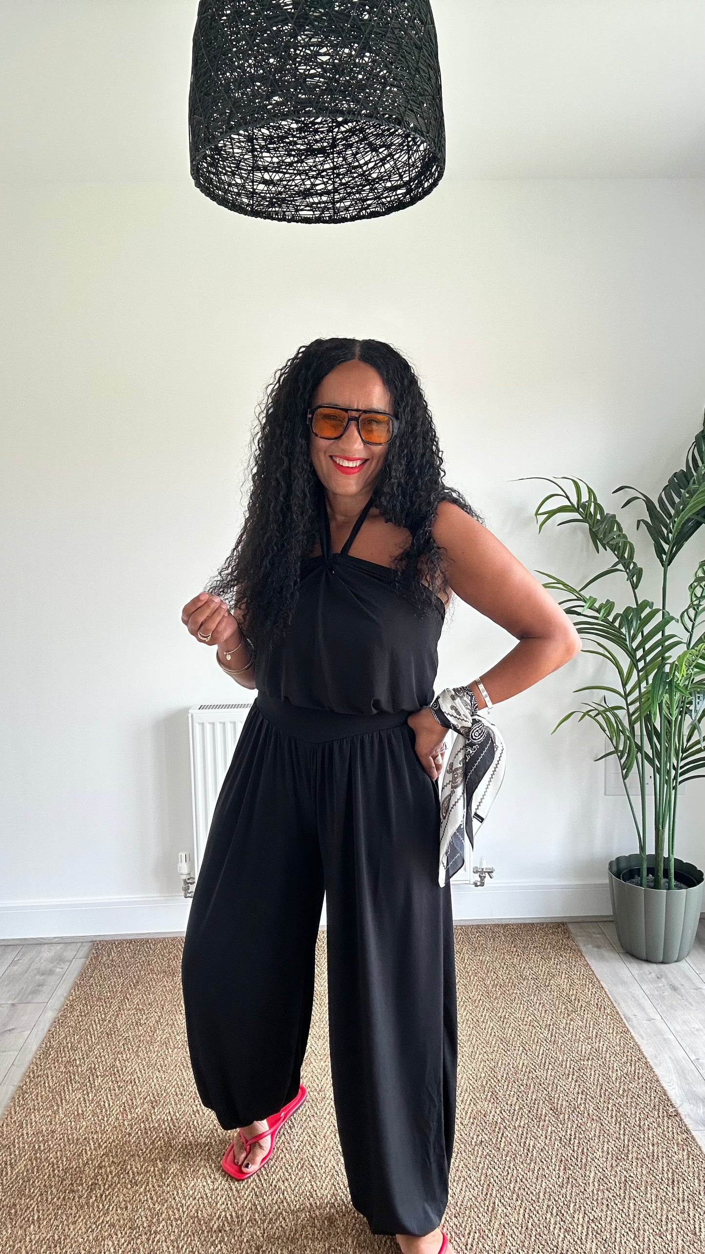 KYMANI CROSS FRONT JUMPSUIT BLACK *New