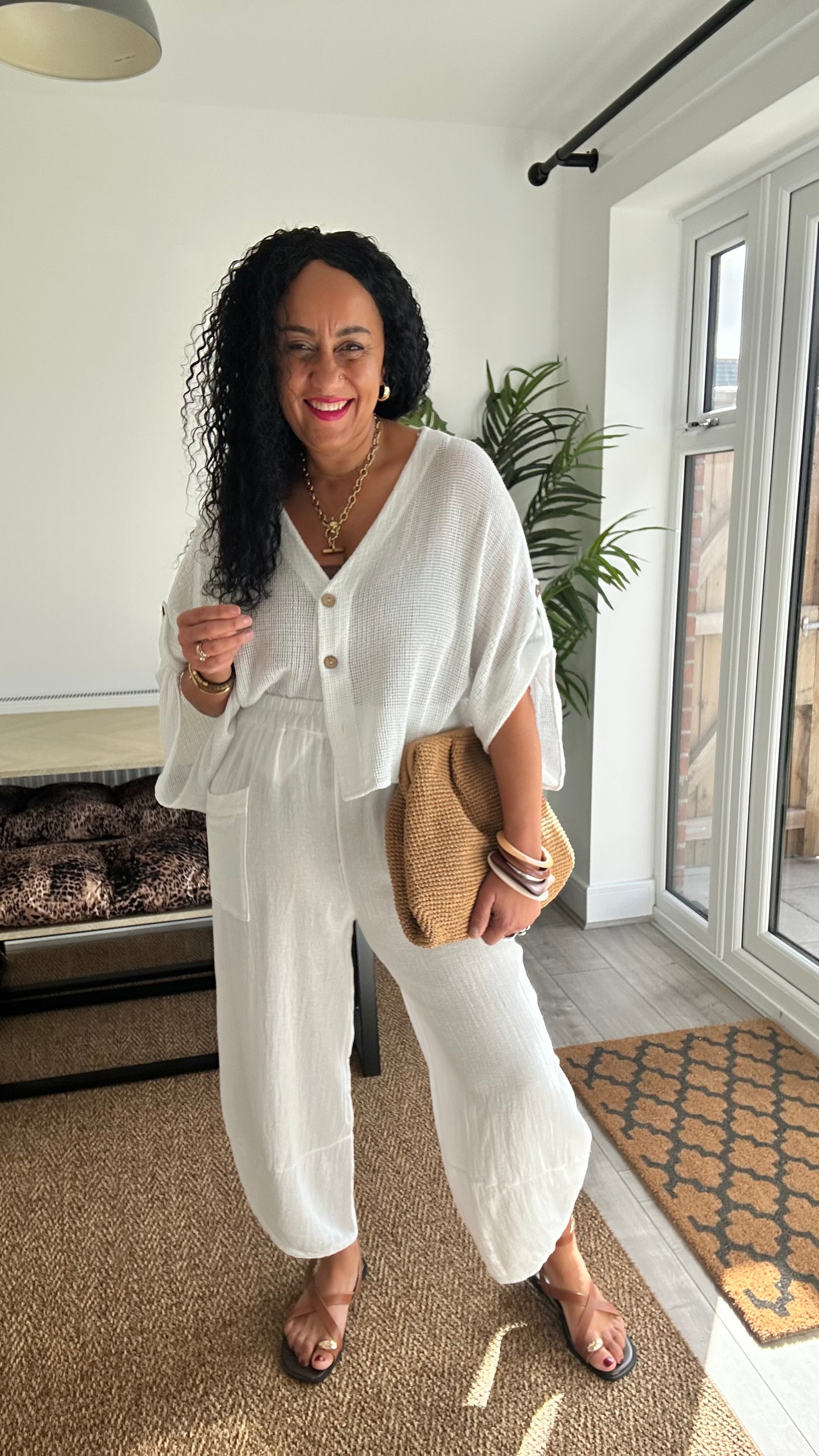 DERBY BARREL LEG TROUSERS WHITE *New