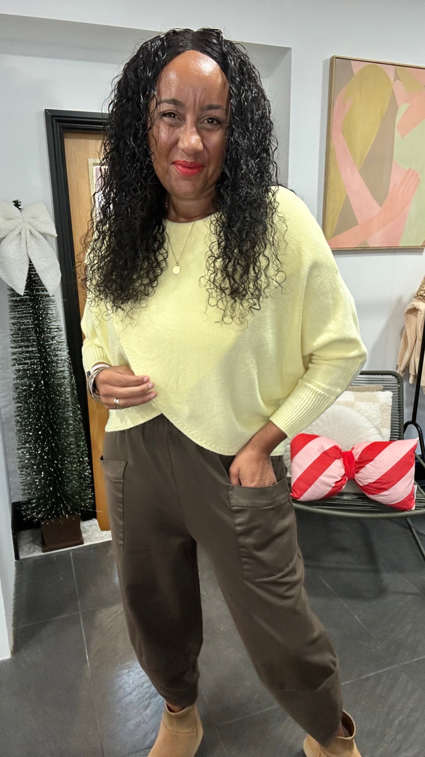 MABLE FRONT CROSS WRAP JUMPER LEMON YELLOW *New