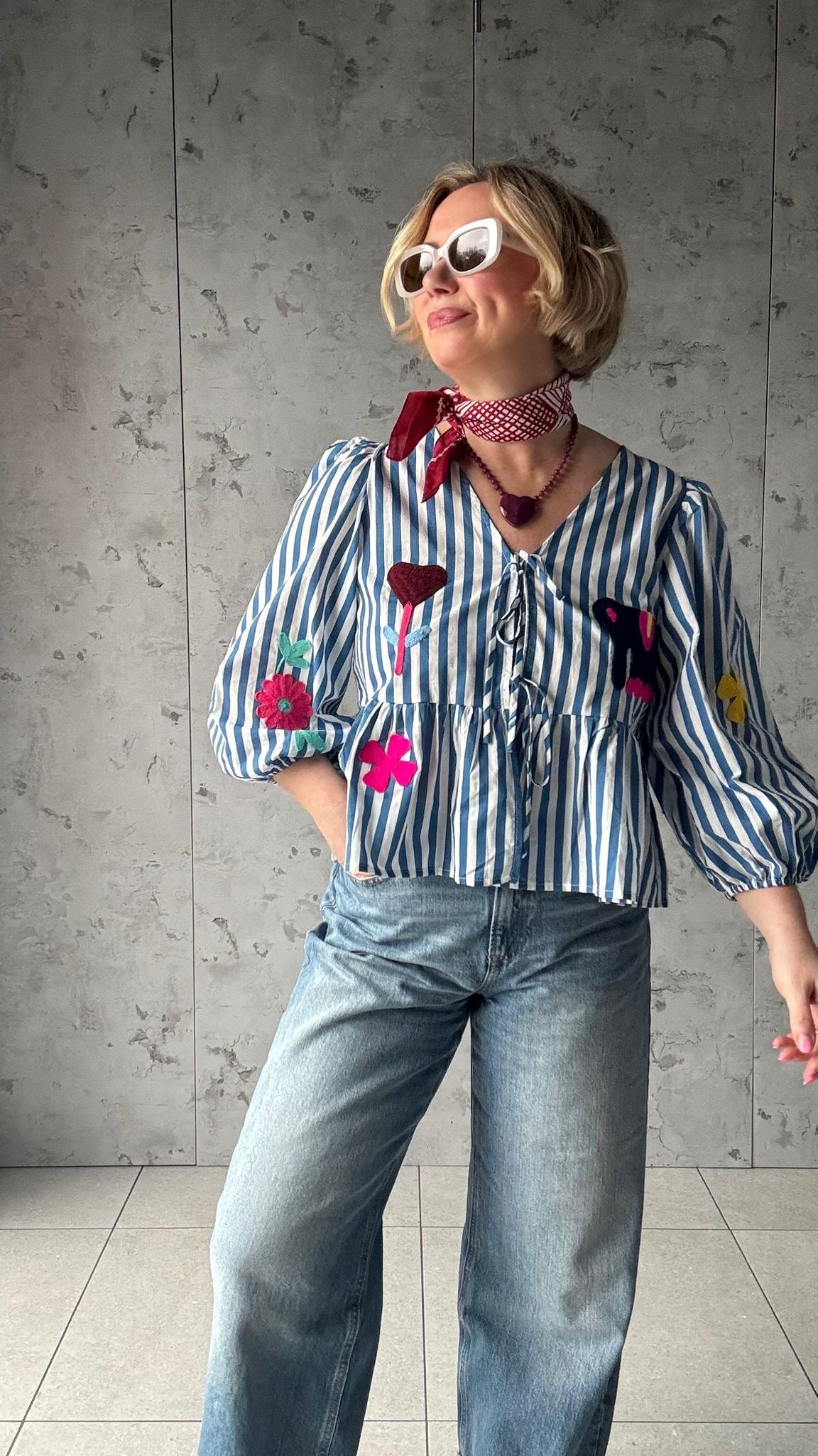 FREE SPIRIT FUZZY FELT  PEPLUM BLOUSE *New