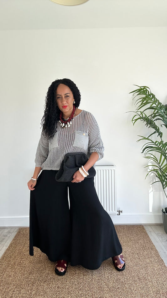 SALE BOHEMIAN  PALAZZO TROUSERS BLACK