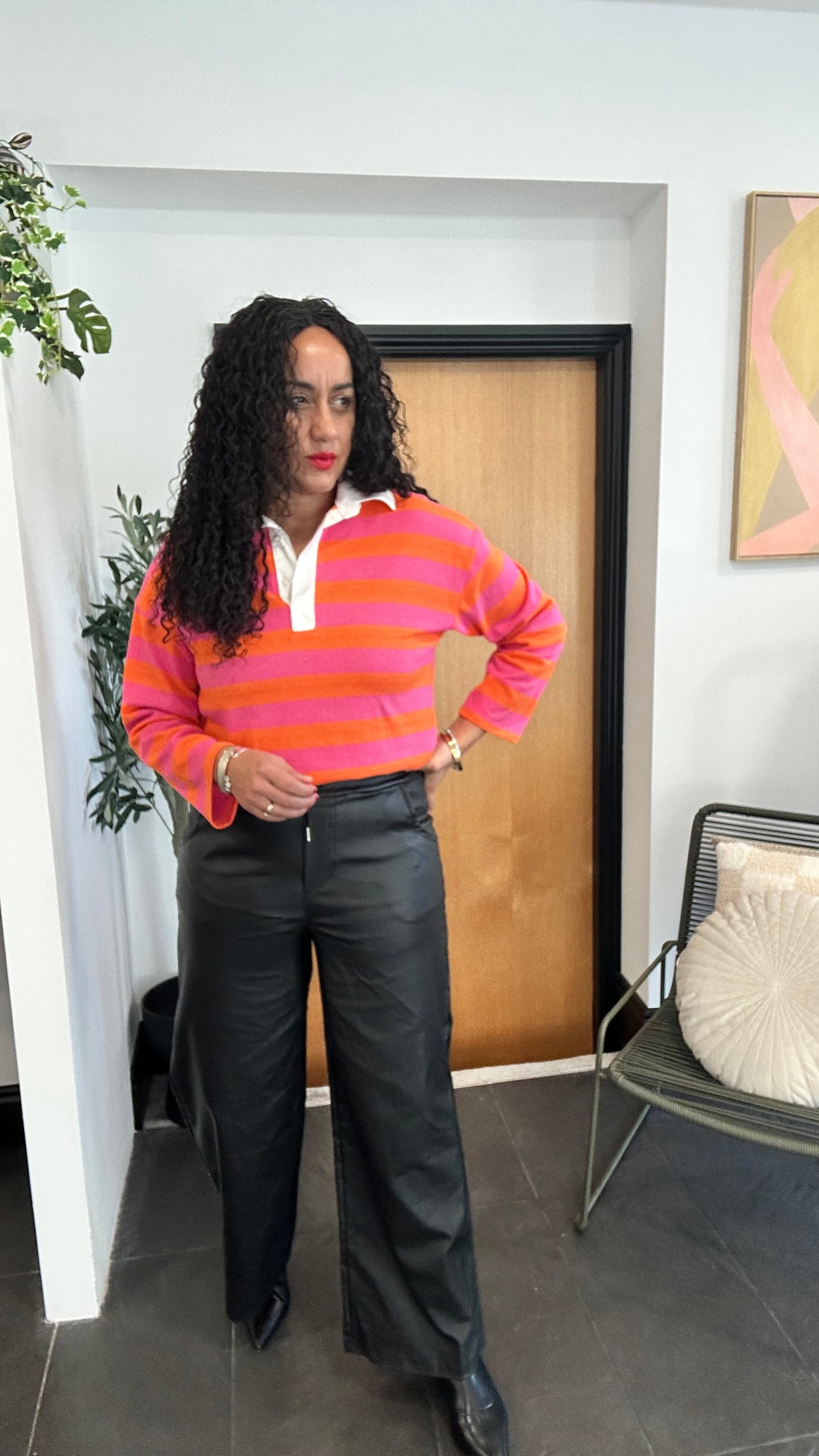 STRIPED RUGBY SHIRT CANDY PINK & ORANGE 🍊 🩷 *New