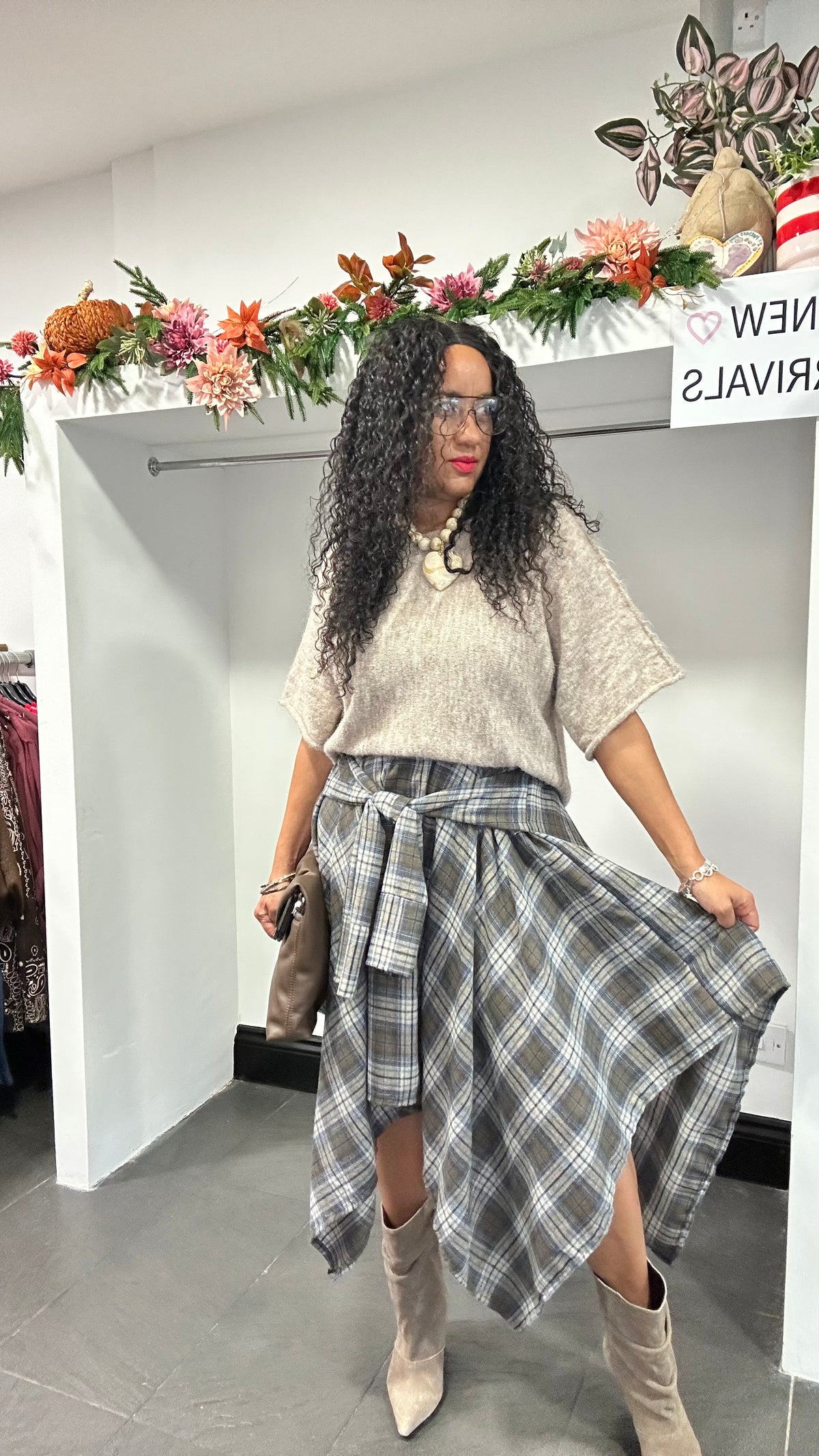 CLOUDIE TARTAN TIE-WAIST SKIRT *New