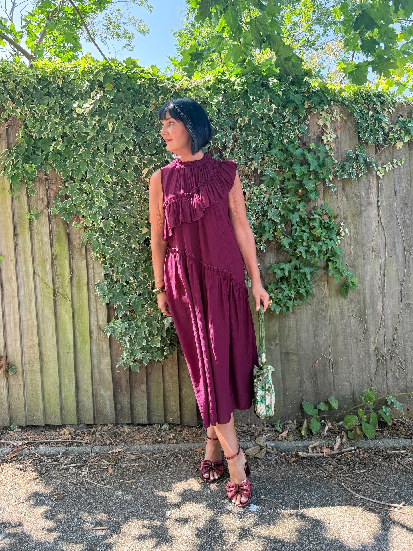 FLOWETRY FRILL MAXI DRESS WINE RED *New