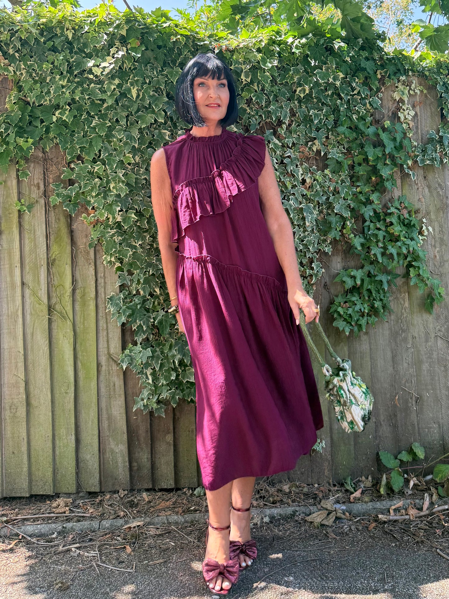 FLOWETRY FRILL MAXI DRESS WINE RED *New