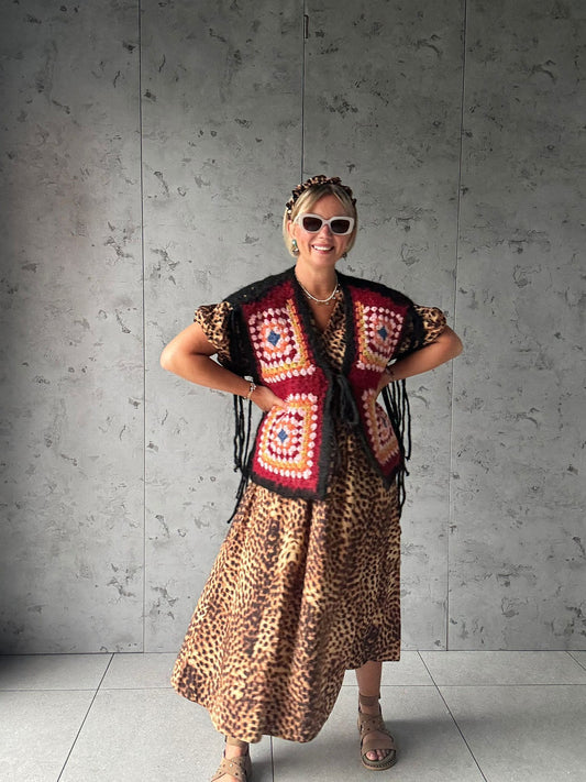 NAVAJO TASSEL OVERSIZED WAISTCOAT BLACK *New
