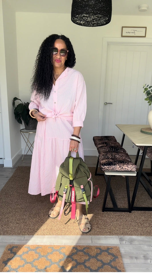 AVA GINGHAM SKIRT BABY PINK *New