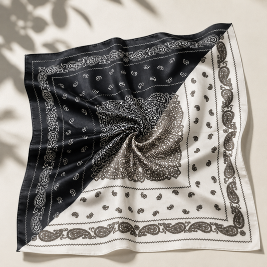 SILK FEEL BANDANNA - SCARF BLACK *New