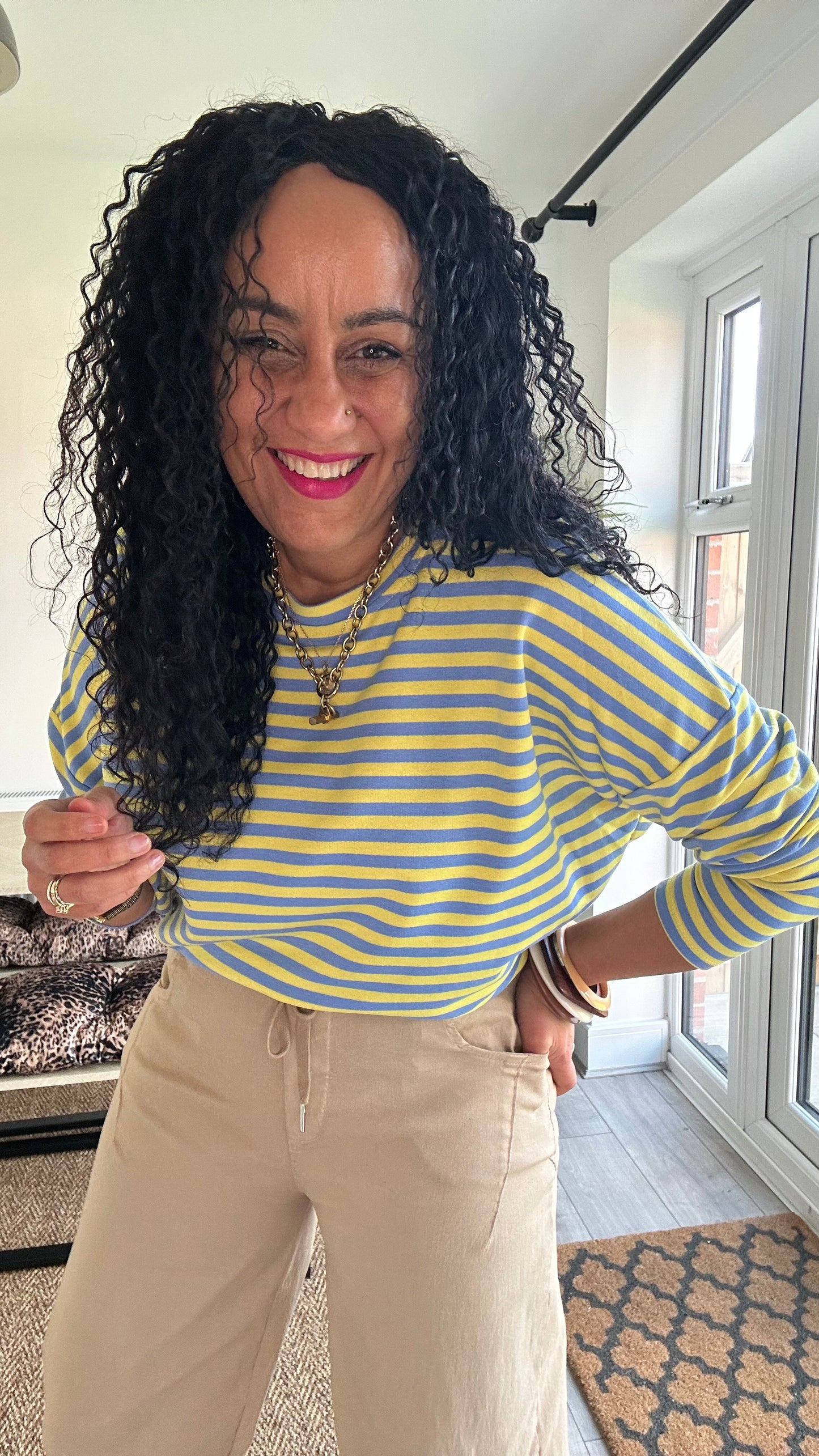 BRETON STRIPE LONG SLEEVED TOP YELLOW & BLUE *New