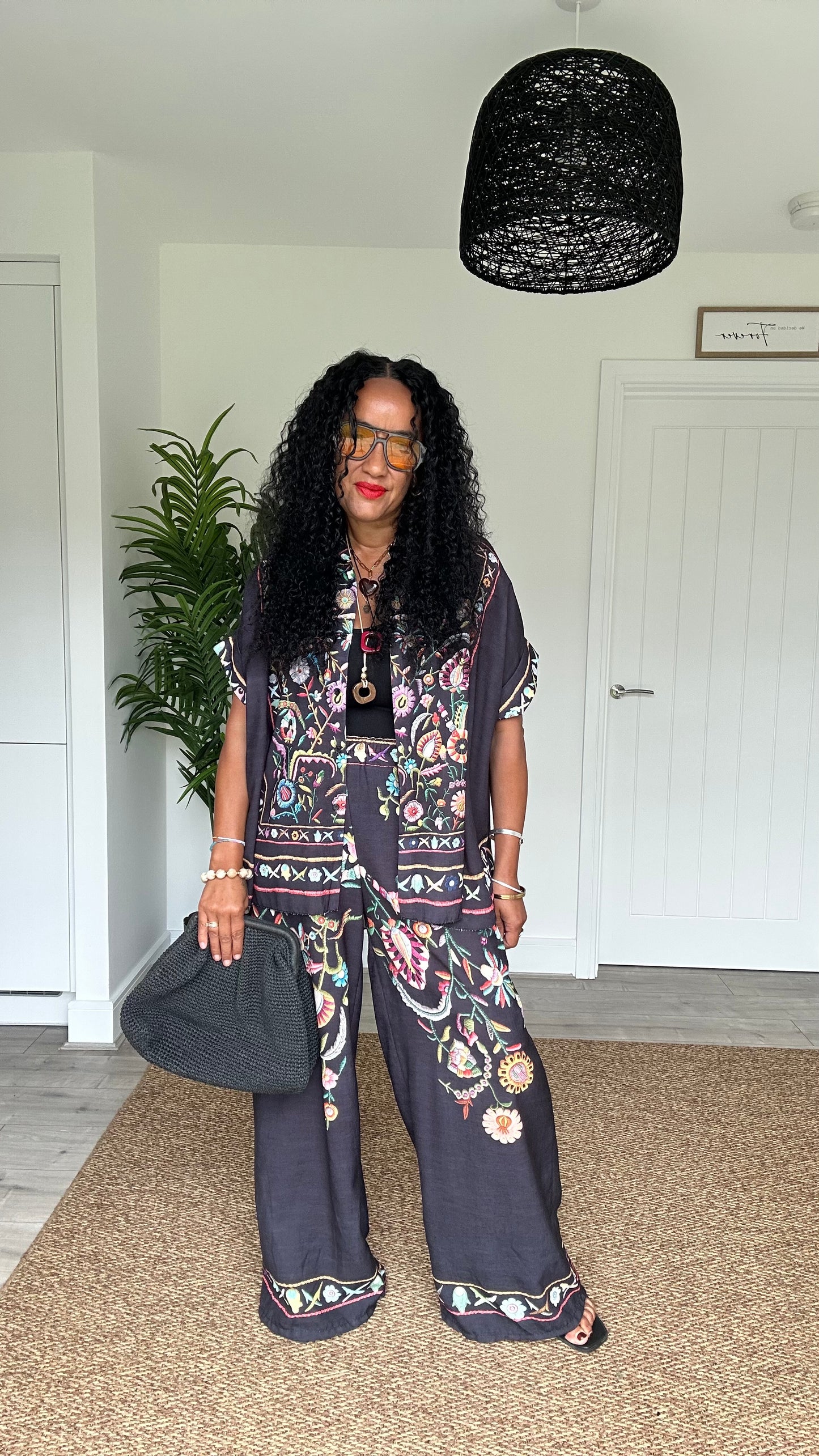 CLEO EMBROIDERED BOHO SHIRT BLACK *New