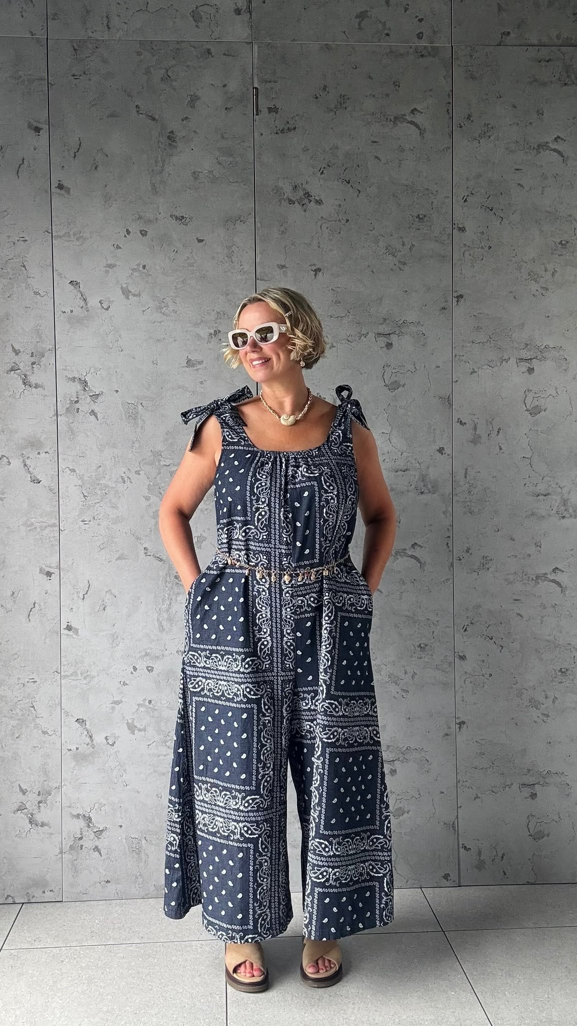 RACHEL BANDANNA NAVY JUMPSUIT *New
