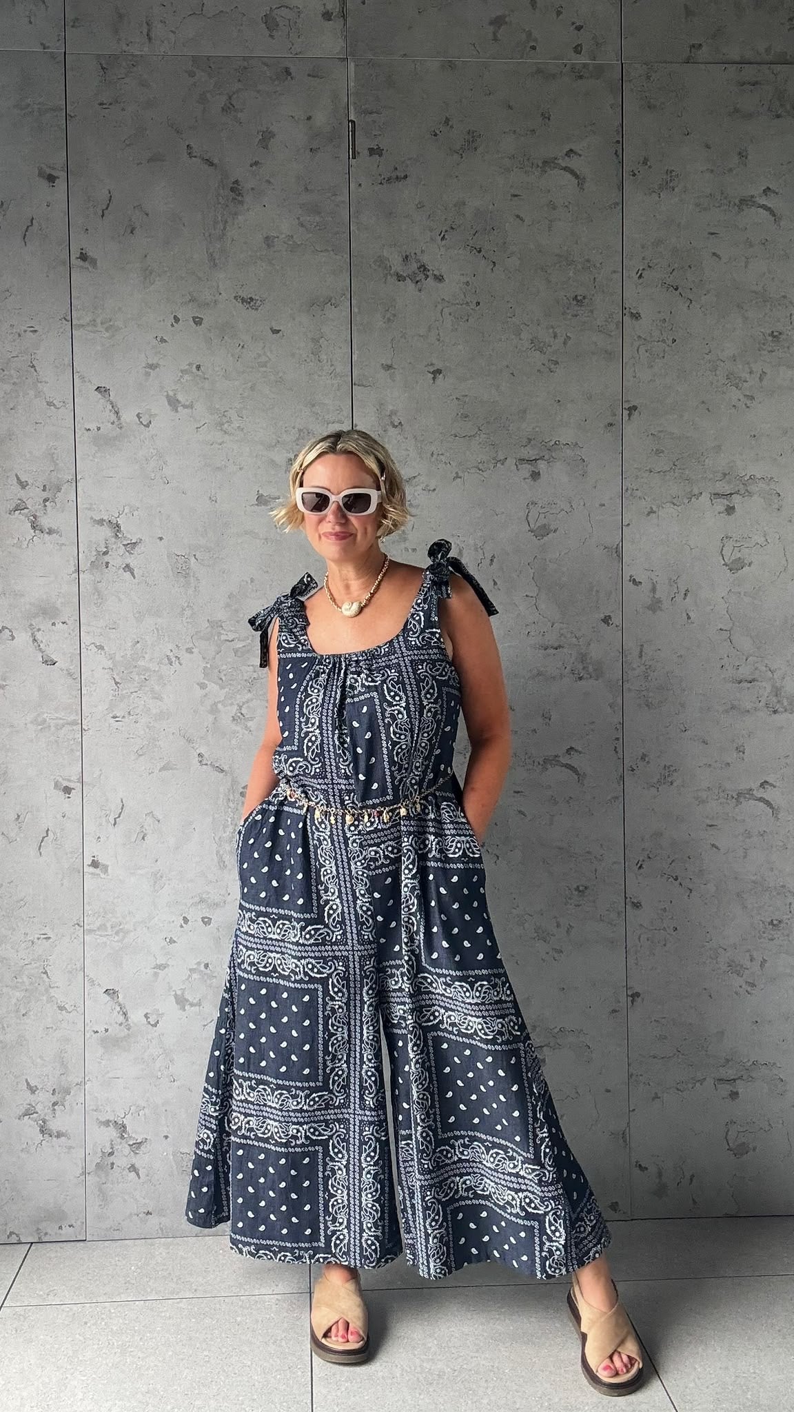RACHEL BANDANNA NAVY JUMPSUIT *New