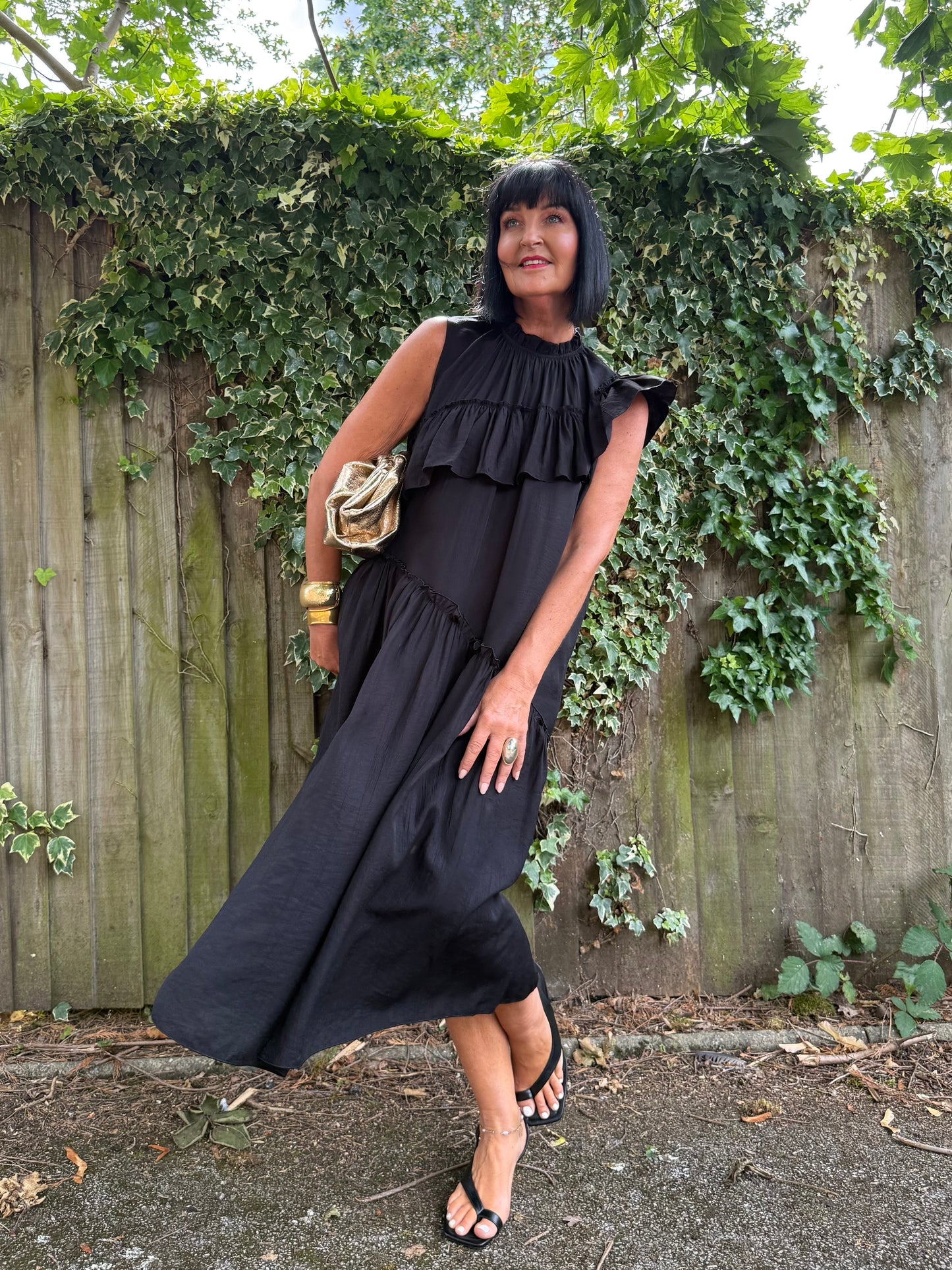 FLOWETRY FRILL MAXI DRESS BLACK *New