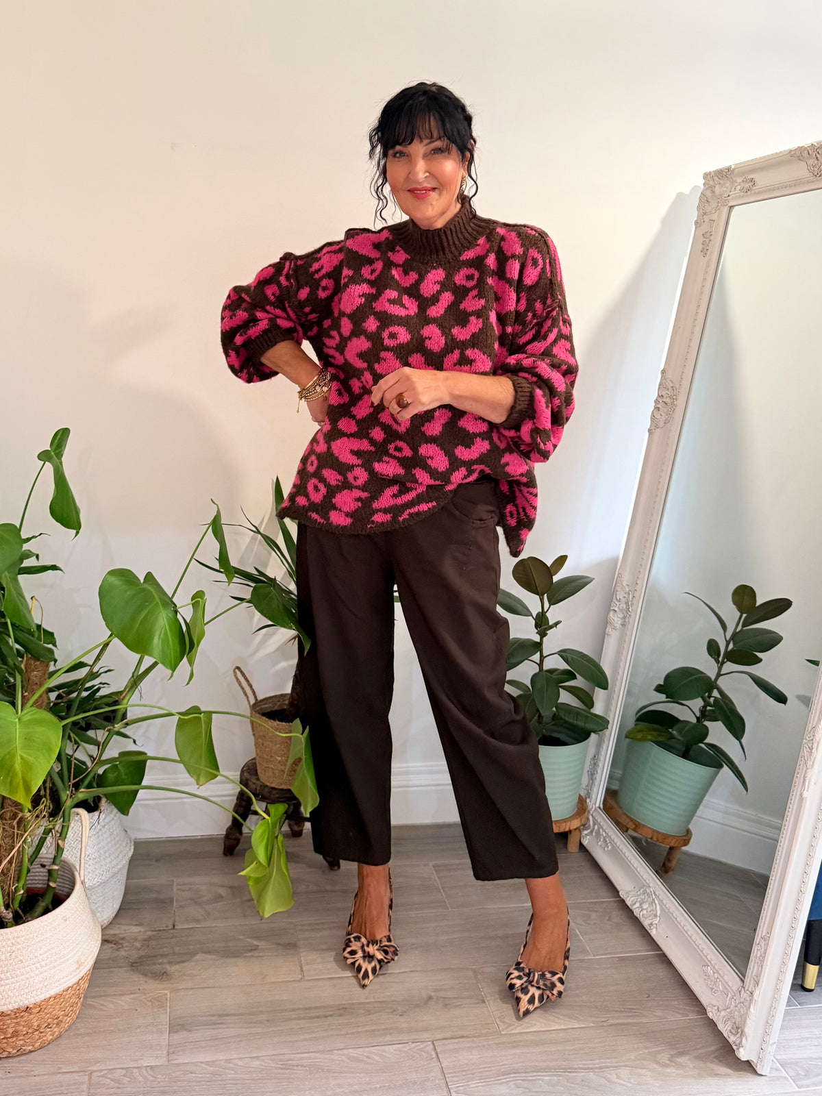 ALEX LEOPARD KNITWEAR PINK & BROWN *New