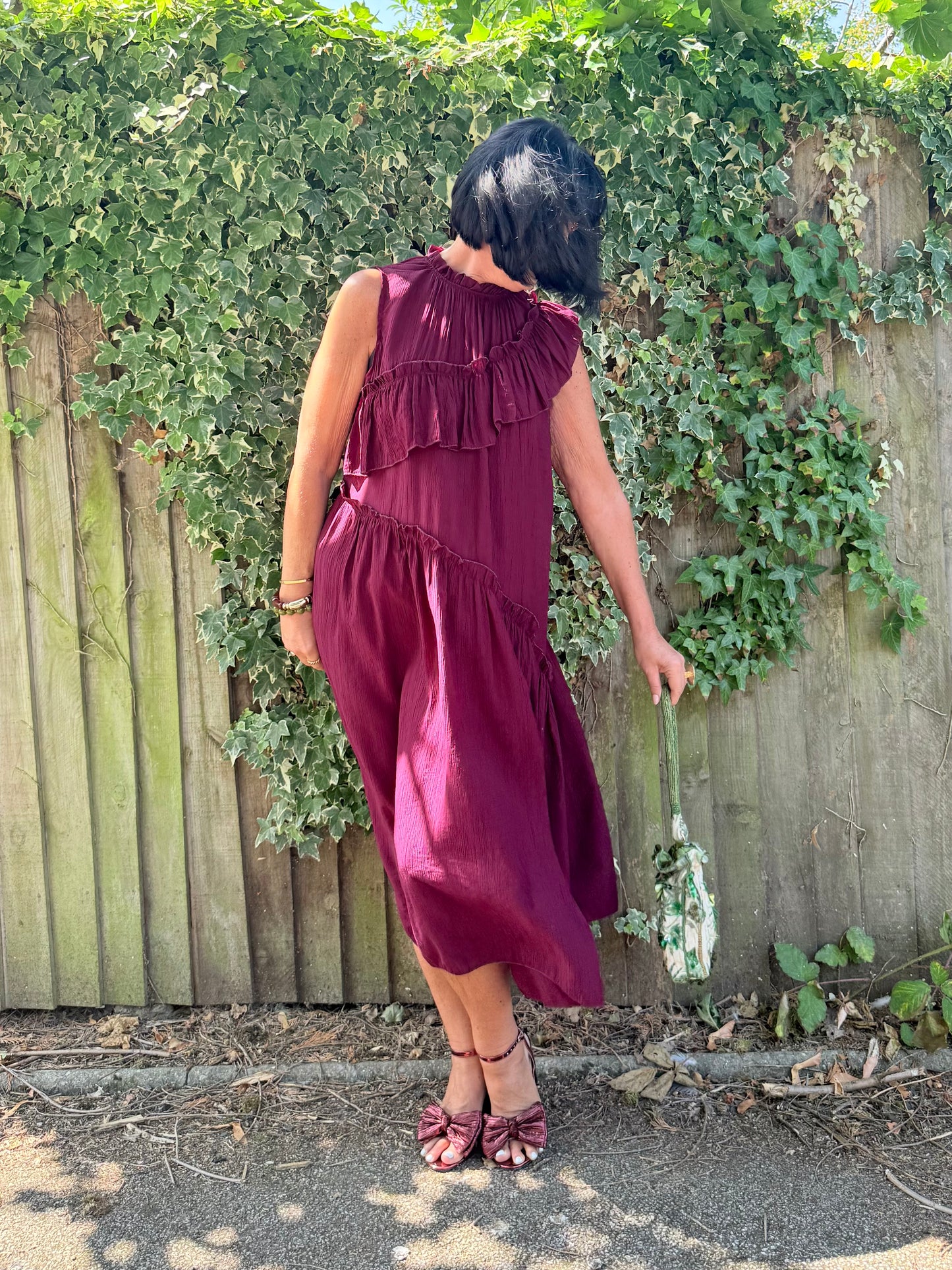FLOWETRY FRILL MAXI DRESS WINE RED *New