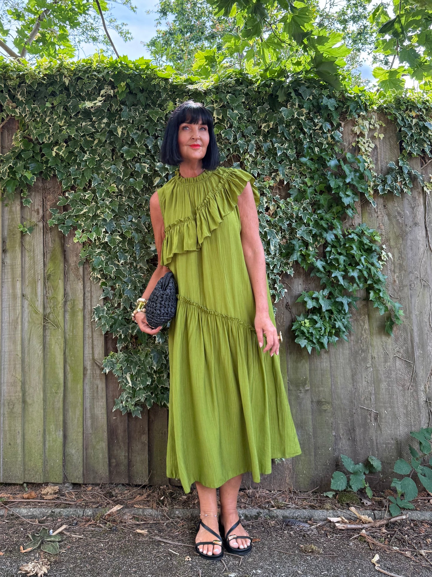 FLOWETRY FRILL MAXI DRESS OLIVE 🫒 GREEN *New