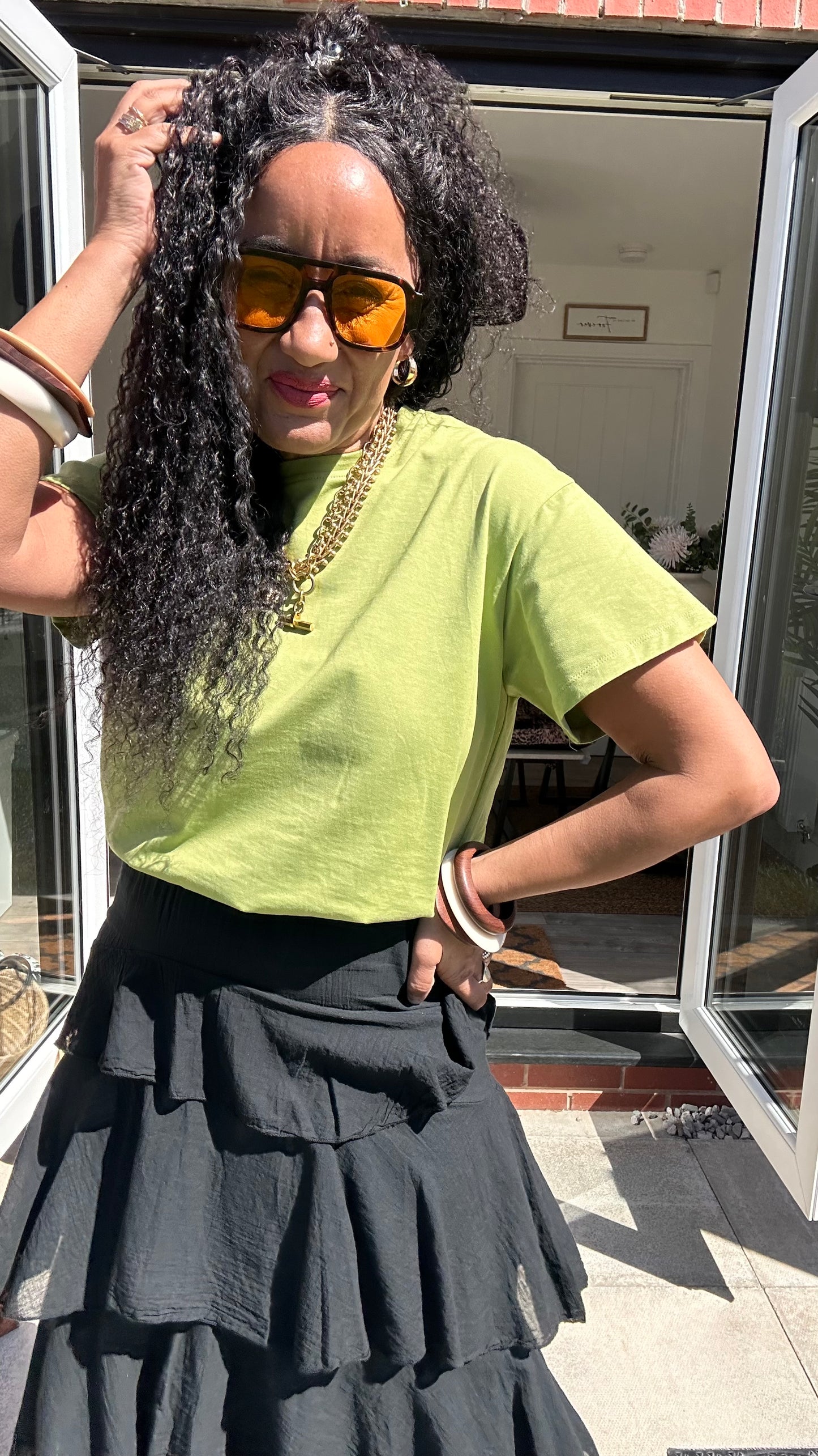 BUBBLE HEM T SHIRT KIWI GREEN *New