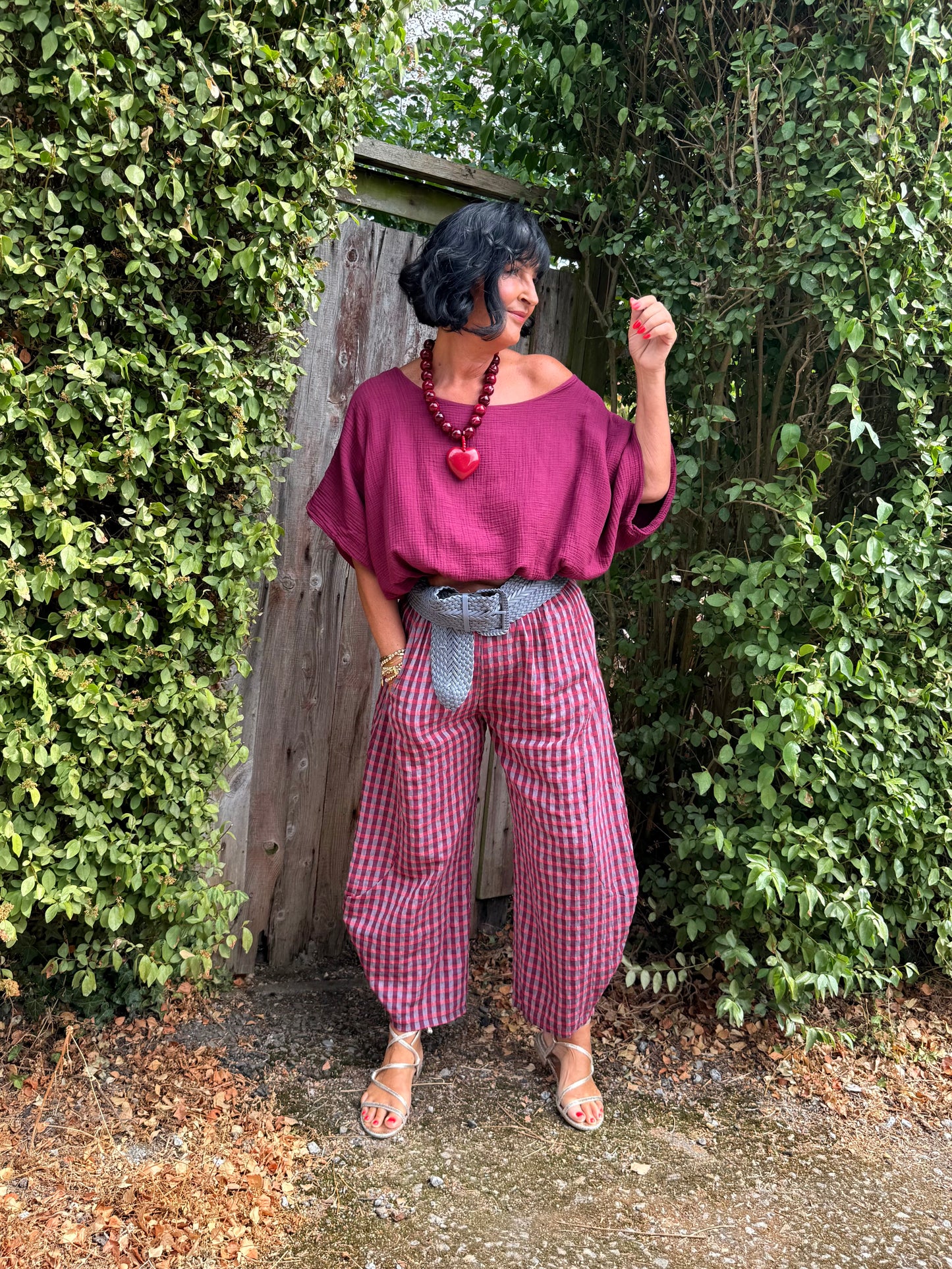OJAY BUBBLE HEM CHEESECLOTH TOP MULBERRY *New