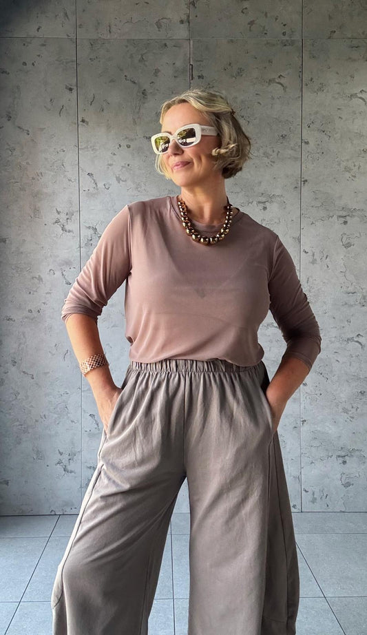 CANDICE MESH LAYERING TOP TAUPE  *New