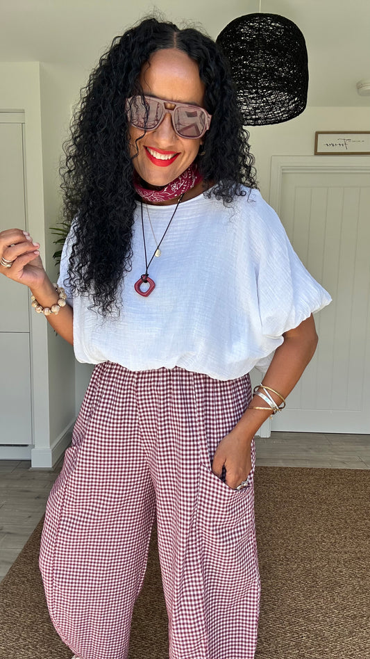 OJAY BUBBLE HEM CHEESECLOTH TOP WHITE *New