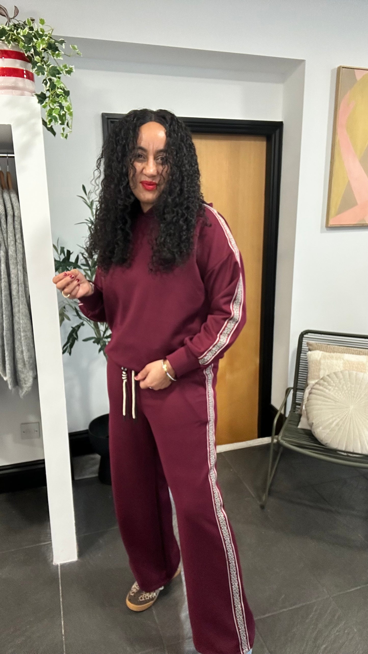 HOLLY HOODED TRACKSUIT SET WINE  *New