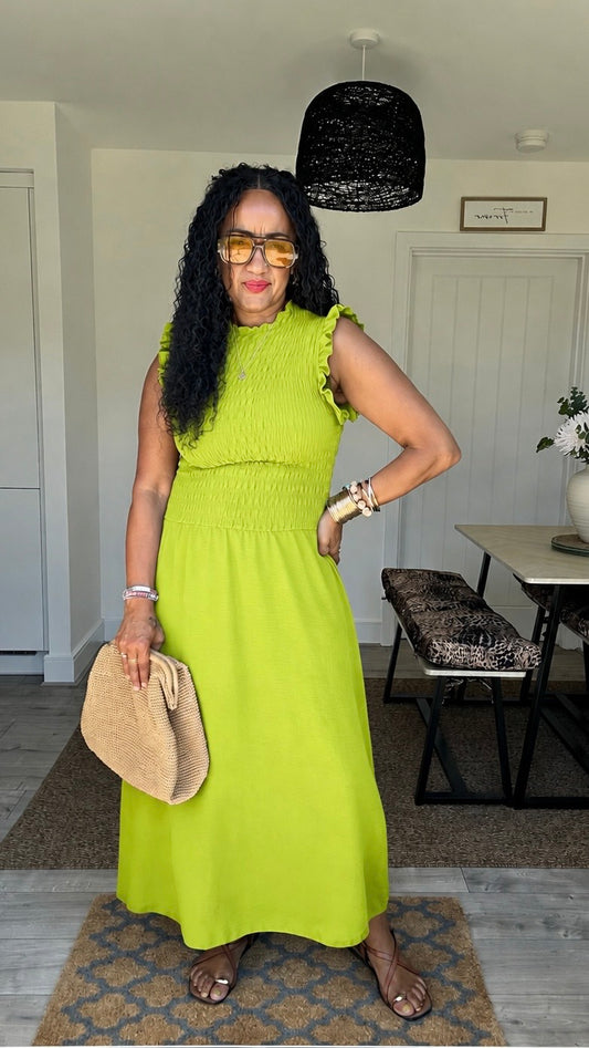 SINITA SHEARED BODICE MAXI DRESS LIME 🍋‍🟩*New