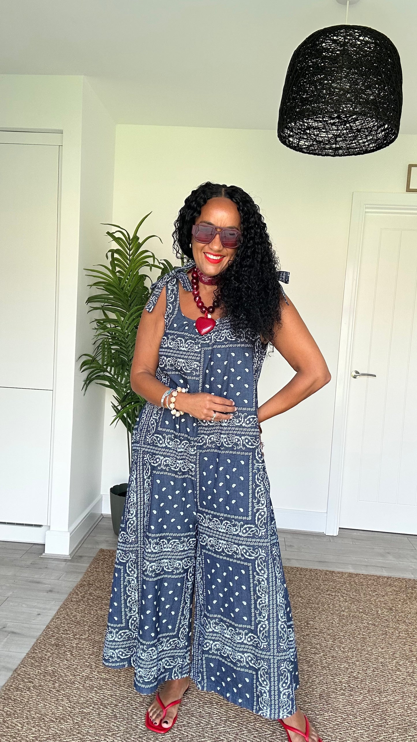 RACHEL BANDANNA NAVY JUMPSUIT *New
