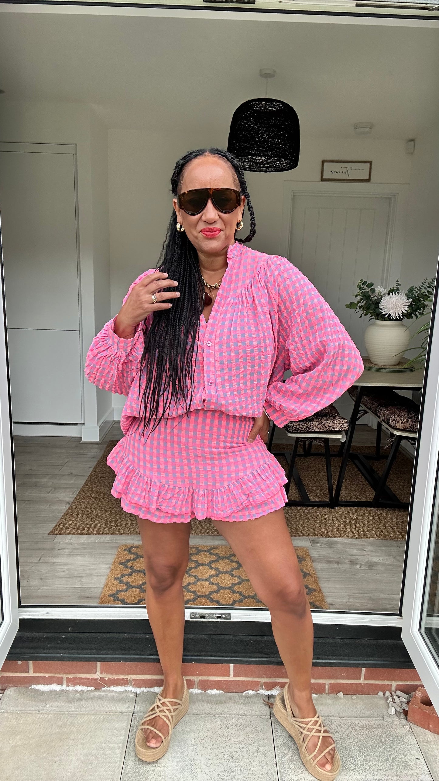 IBIZA PERRIE GINGHAM SHORTS PINK & BLUE *New