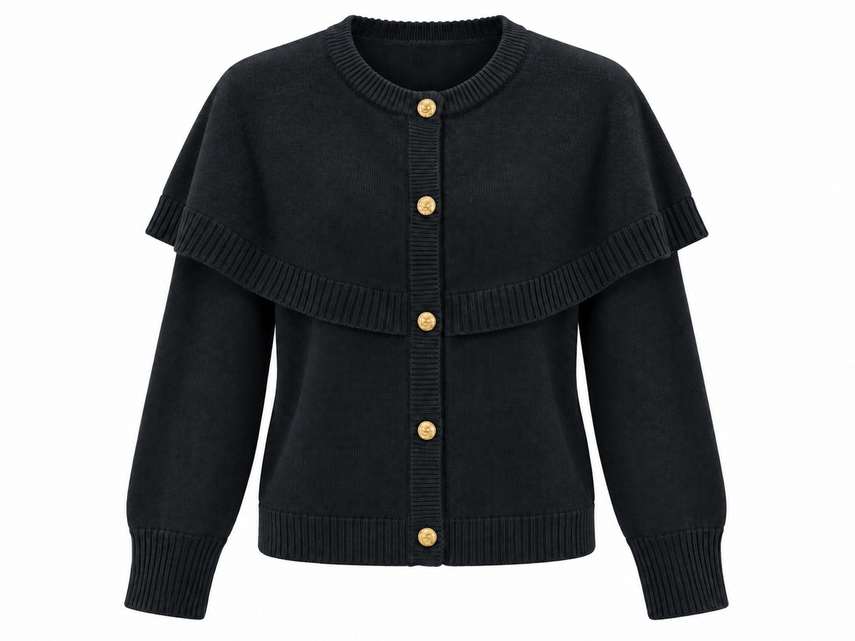 CATHY CAPE KNIT BLACK *New