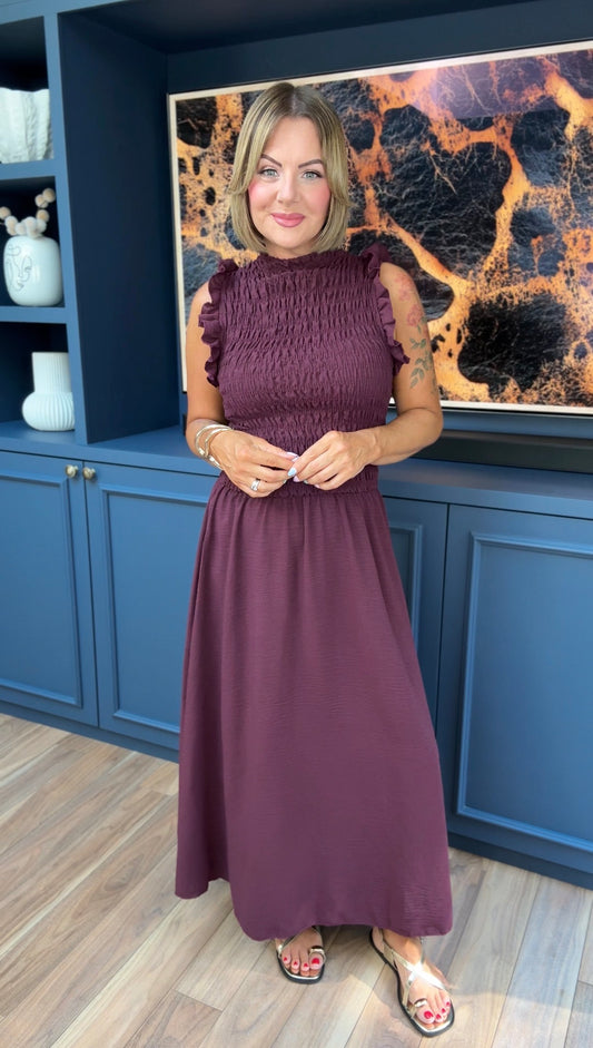 SINITA SHEARED BODICE MAXI DRESS PLUM *New