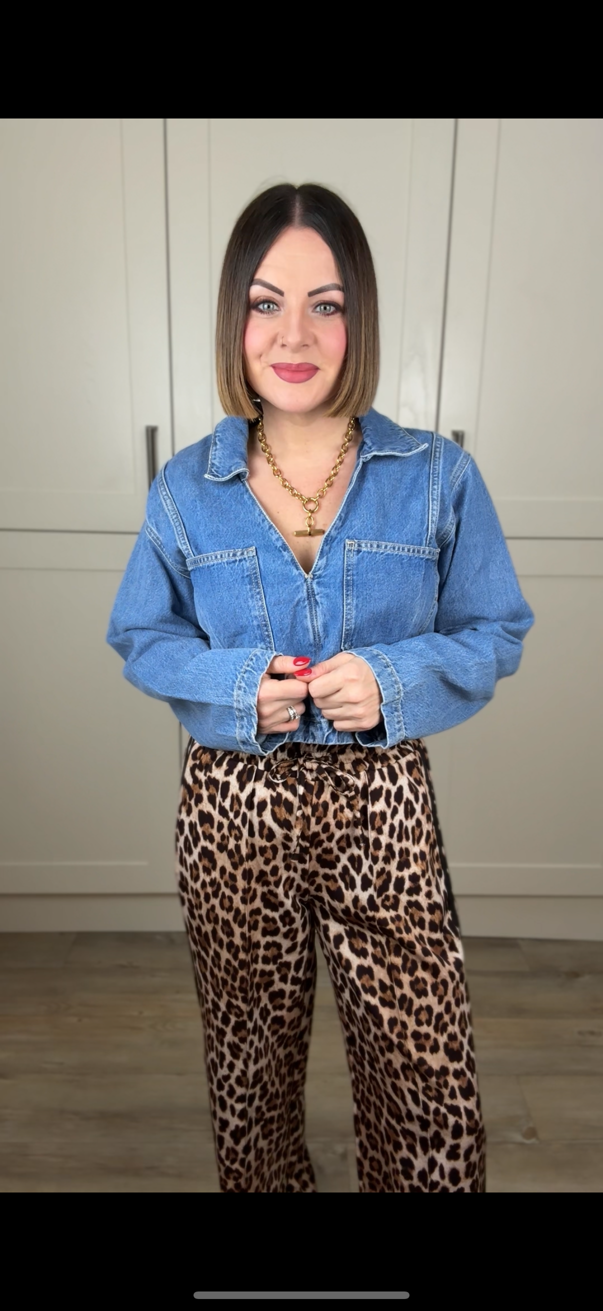 SALE LUXE SIDE STRIPE LEOPARD PRINT TROUSERS