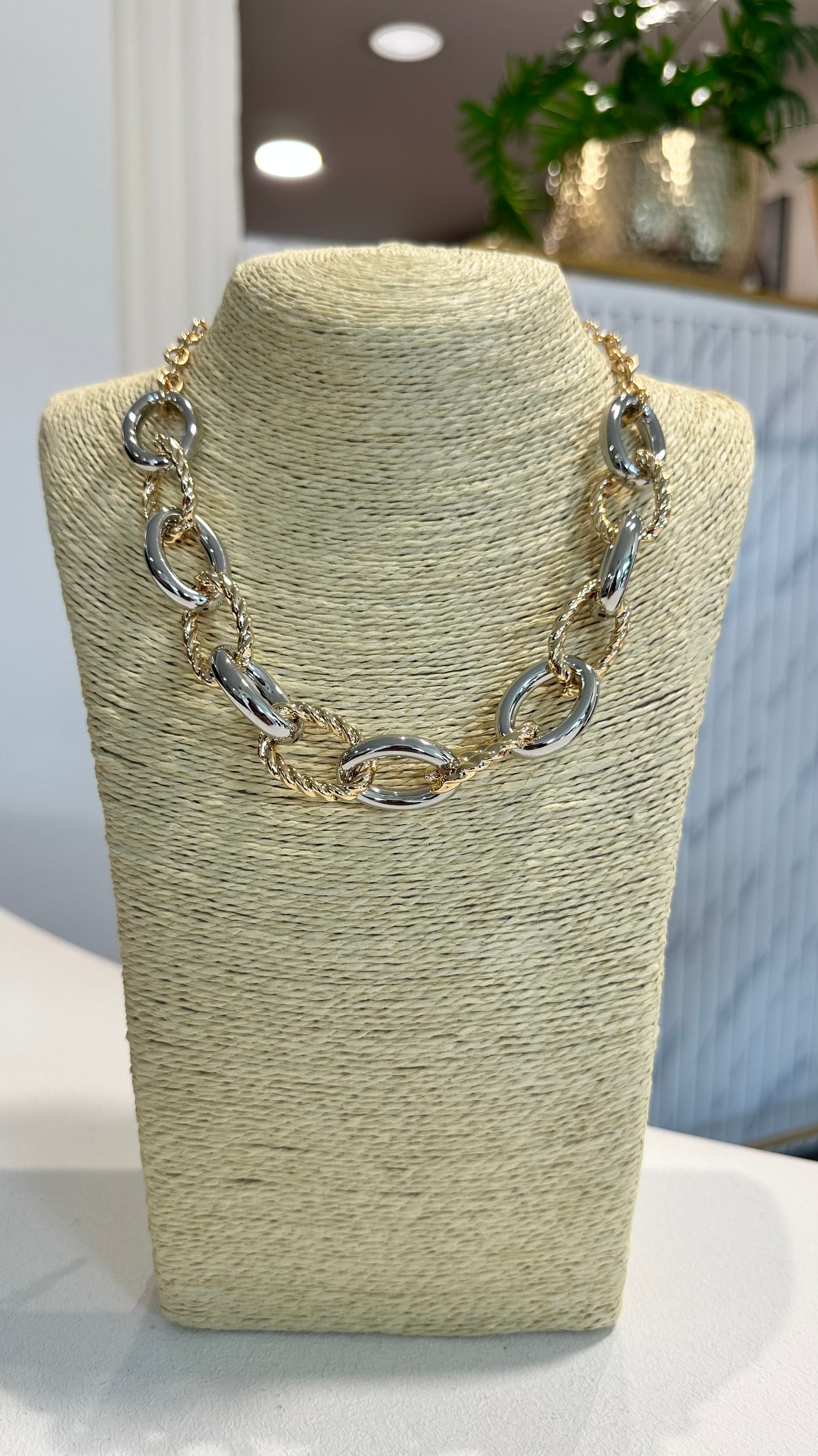 D&X RHODIUM SILVER & GOLD LINK CHAIN