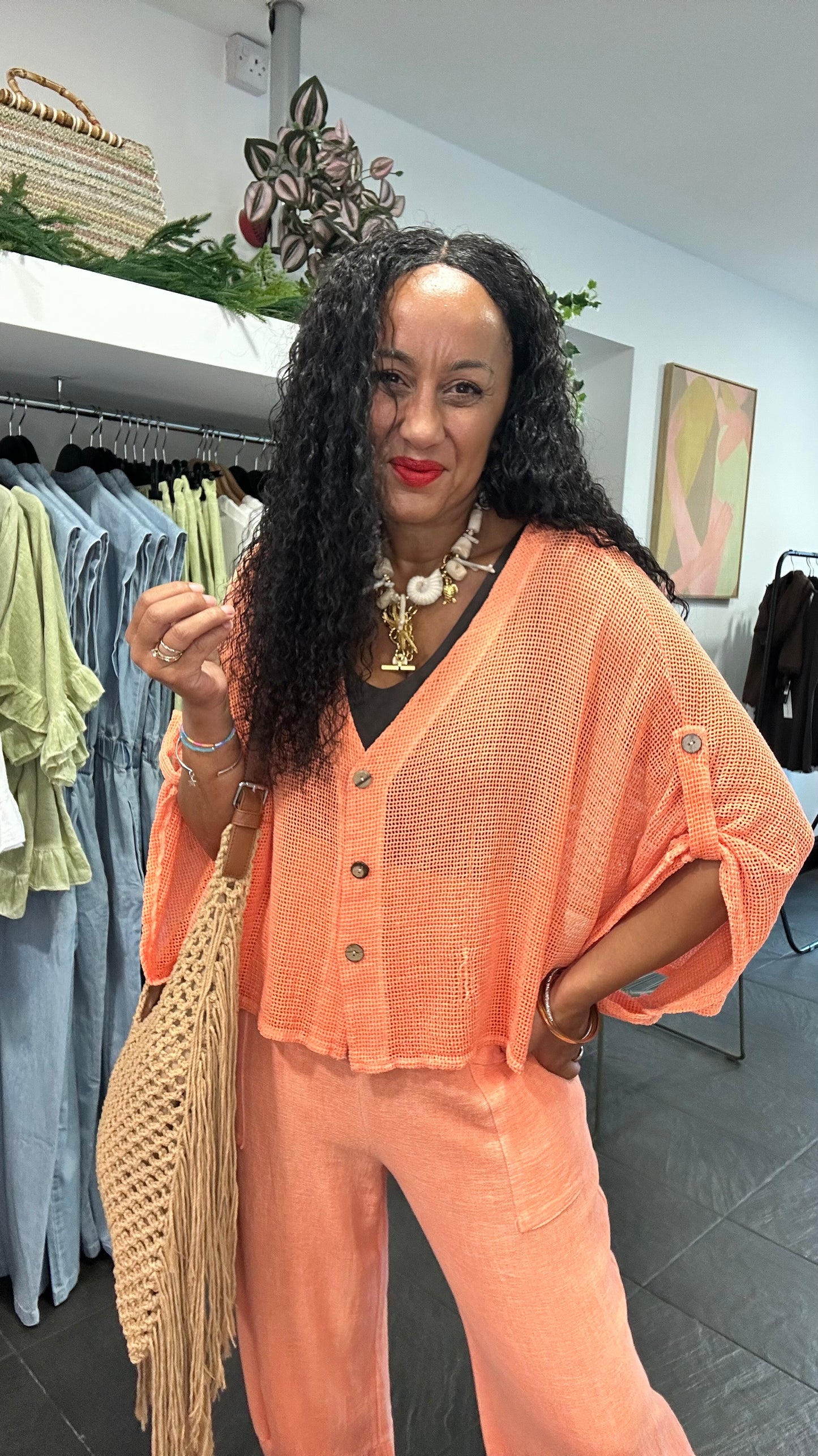 DERBY WAFFLE CARDIGAN ORANGE *New