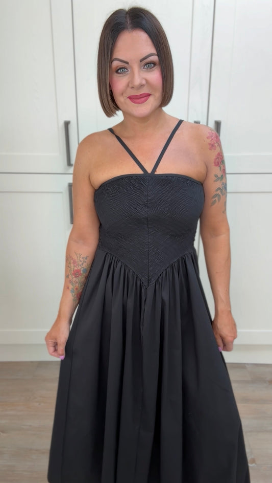 MELANIE SHEARED MAXI DRESS BLACK *New