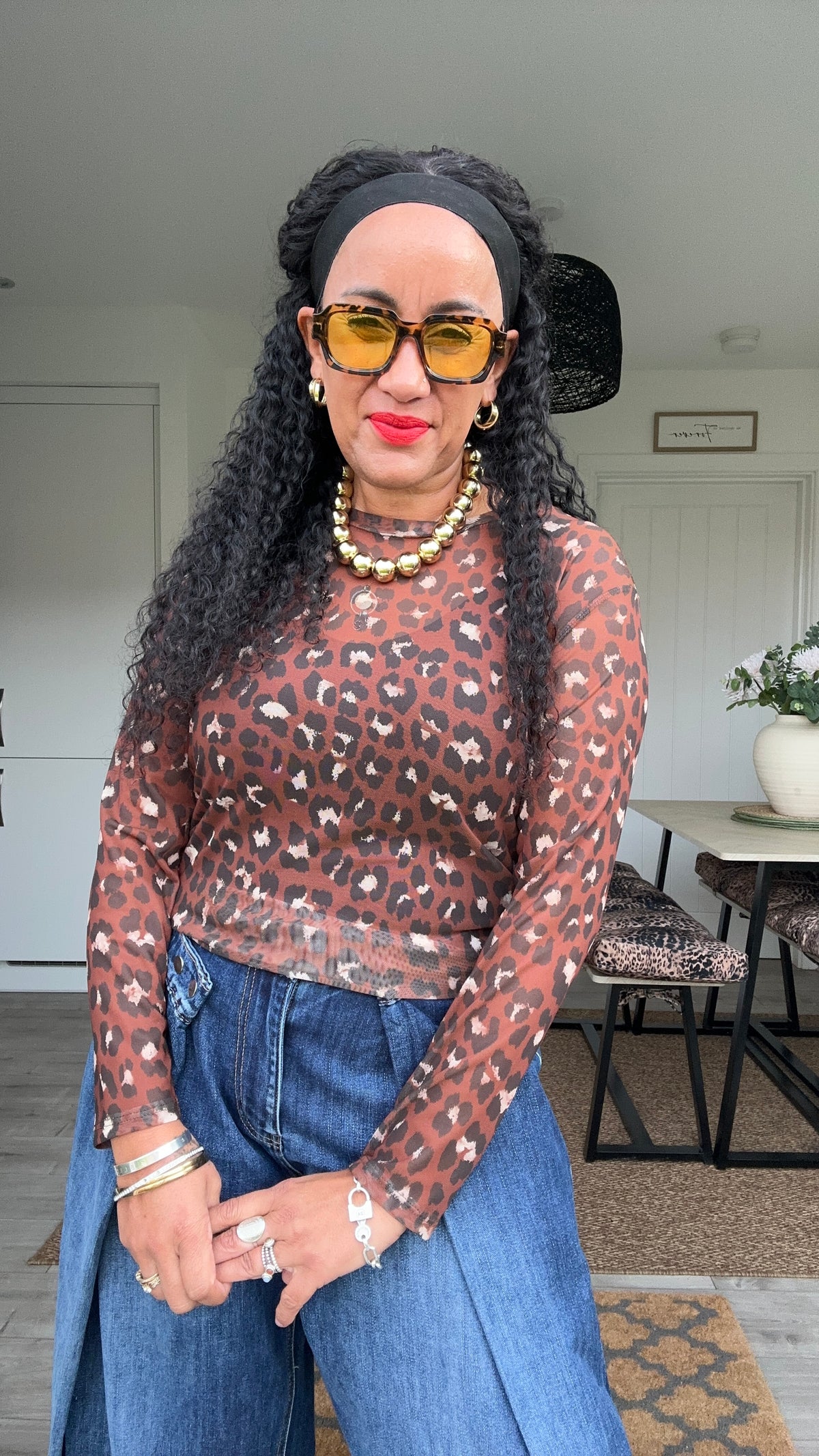CANDICE LEOPARD TOP BROWN *New