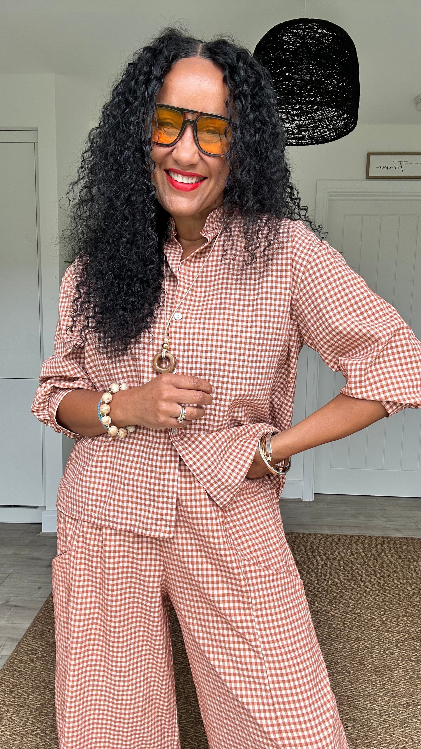 AVA GINGHAM BLOUSE TERRACOTTA *New