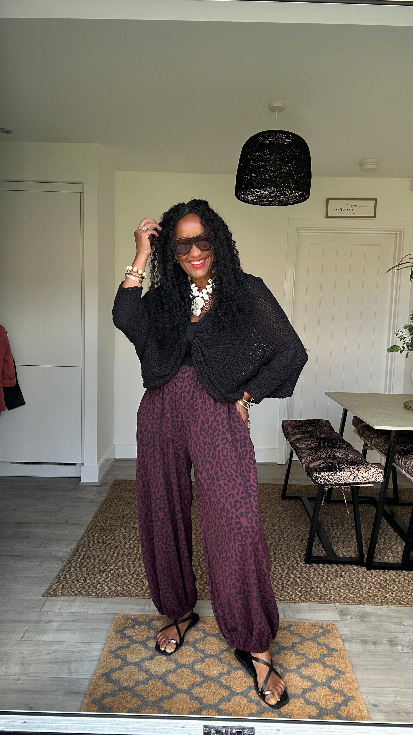 LEOPARD JERSEY JOGGERS WINE *New