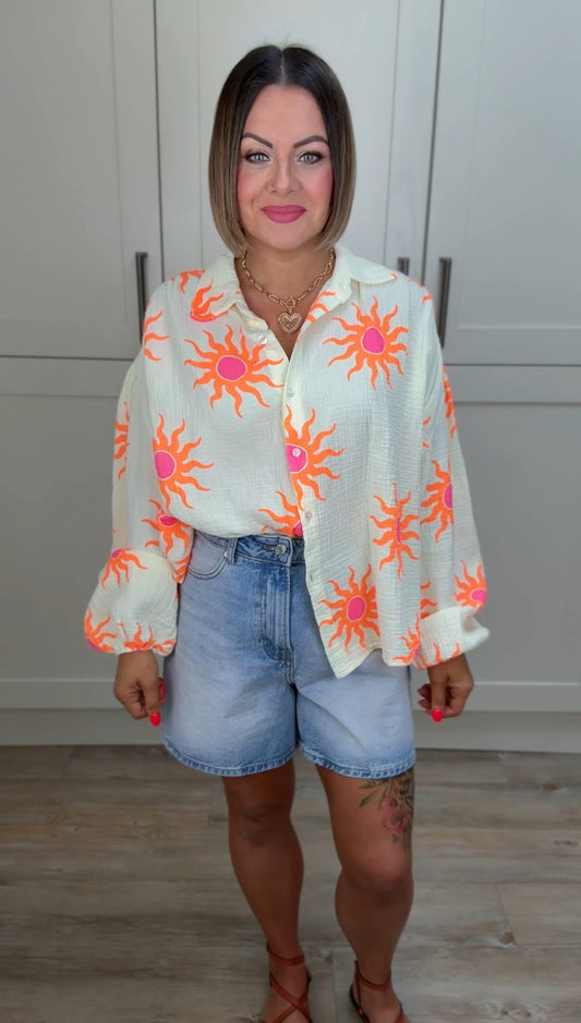 SUNBURST SHIRT SUMMER WHITE & ORANGE SUNBURST